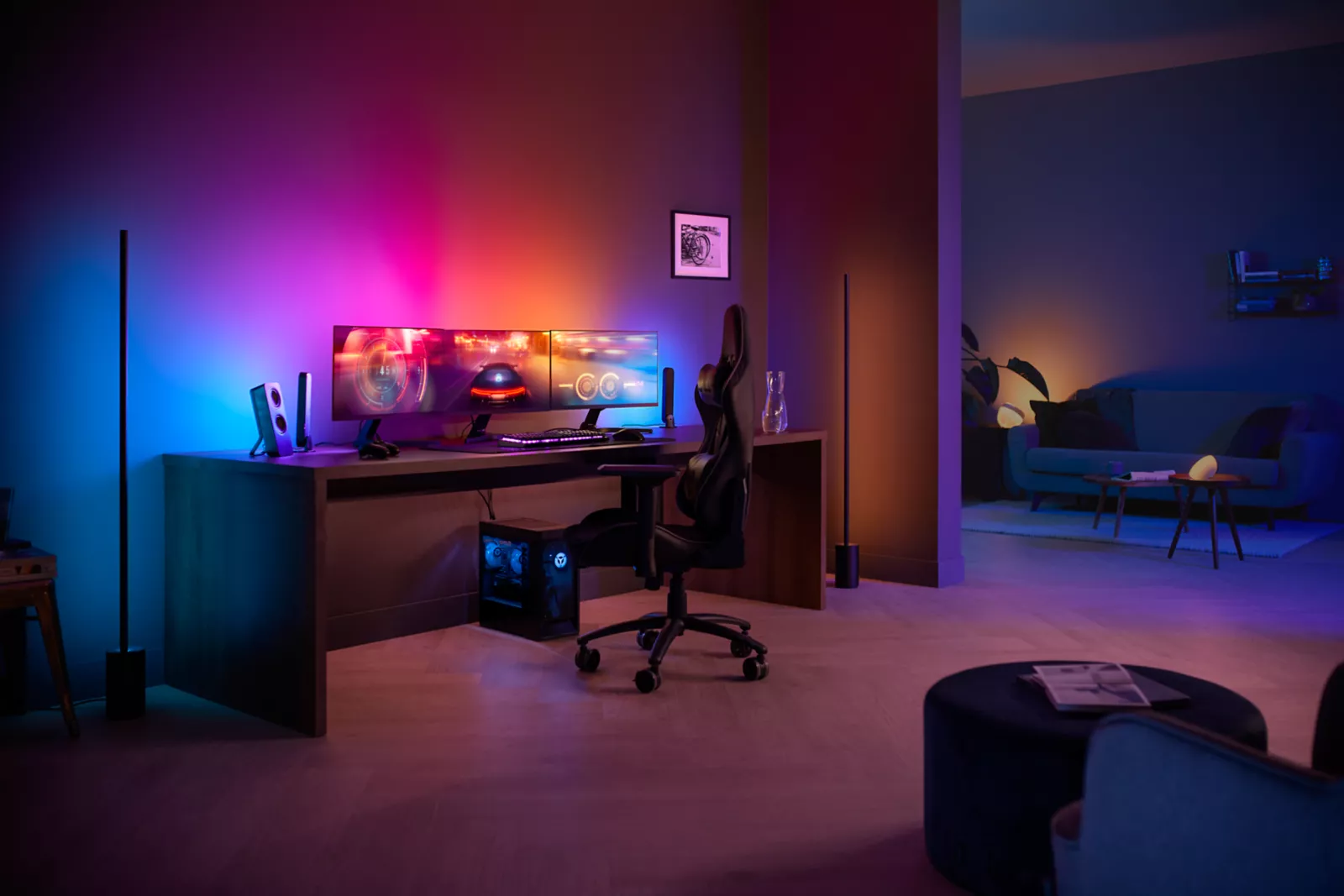 Taśma LED Pasek Podświetlenie do Monitora 24"""" 27"""" 15W 800lm IP20 White and Color Ambiance RGB + TW Inteligentna SMART Zigbee Bluetooth Gradient PC Strip Philips HUE - druga cecha produktu