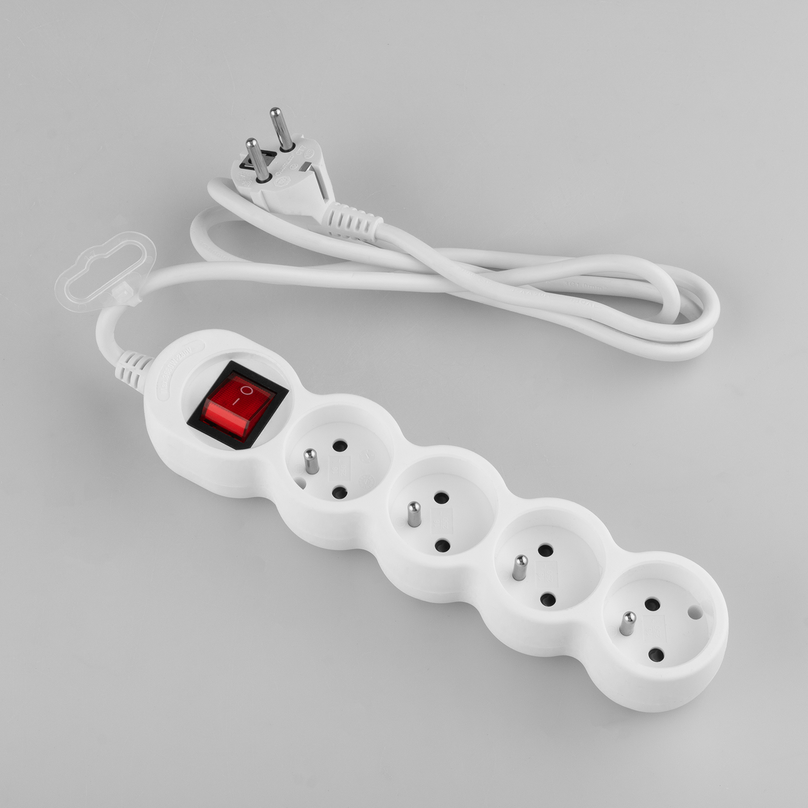 Przedłużacz Sieciowy Kabel z Uziemieniem Listwa Zasilająca 4 Gniazda 1.5m Włącznik ON/OFF Biały Sznur Lendo Lumiled - skład produktu