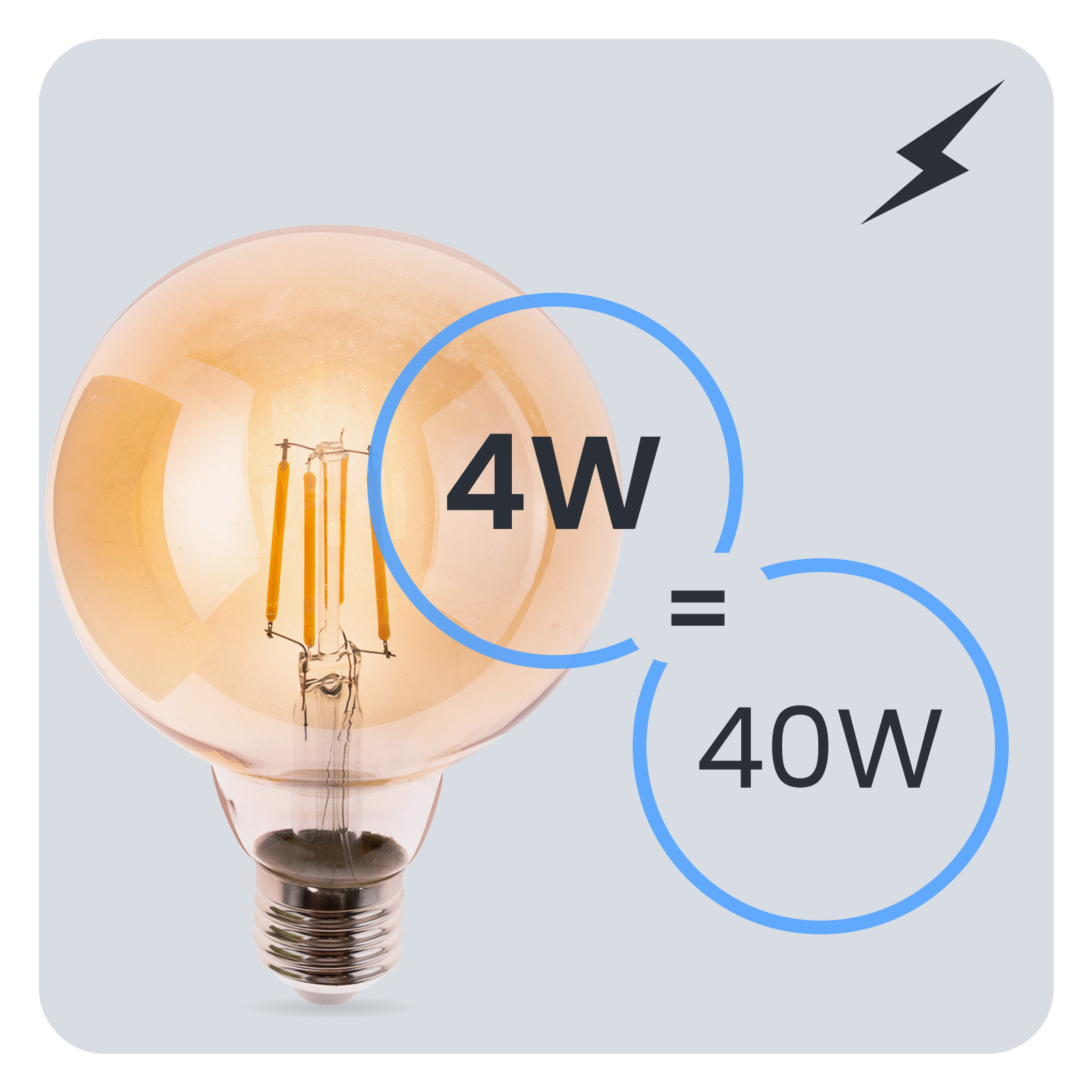 3x Żarówka LED E27 Kula G95 4W = 40W 470LM 2000K Ciepła 360° Bursztynowa Filament LUMILED - trzecia cecha produktu
