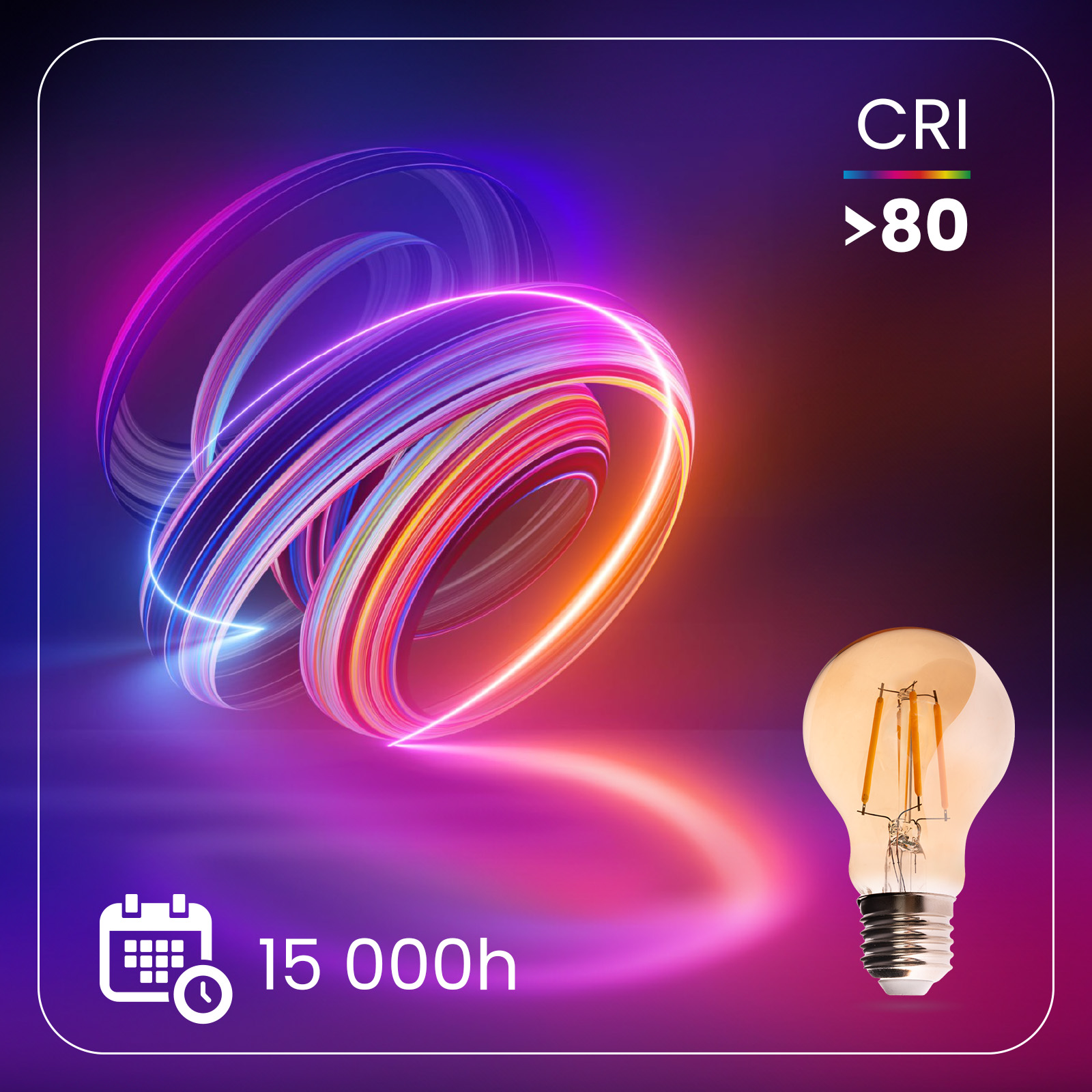 Żarówka LED E27 A60 4W 470LM = 40W 2000K Ciepła 360° Filament Amber LUMILED - druga cecha produktu