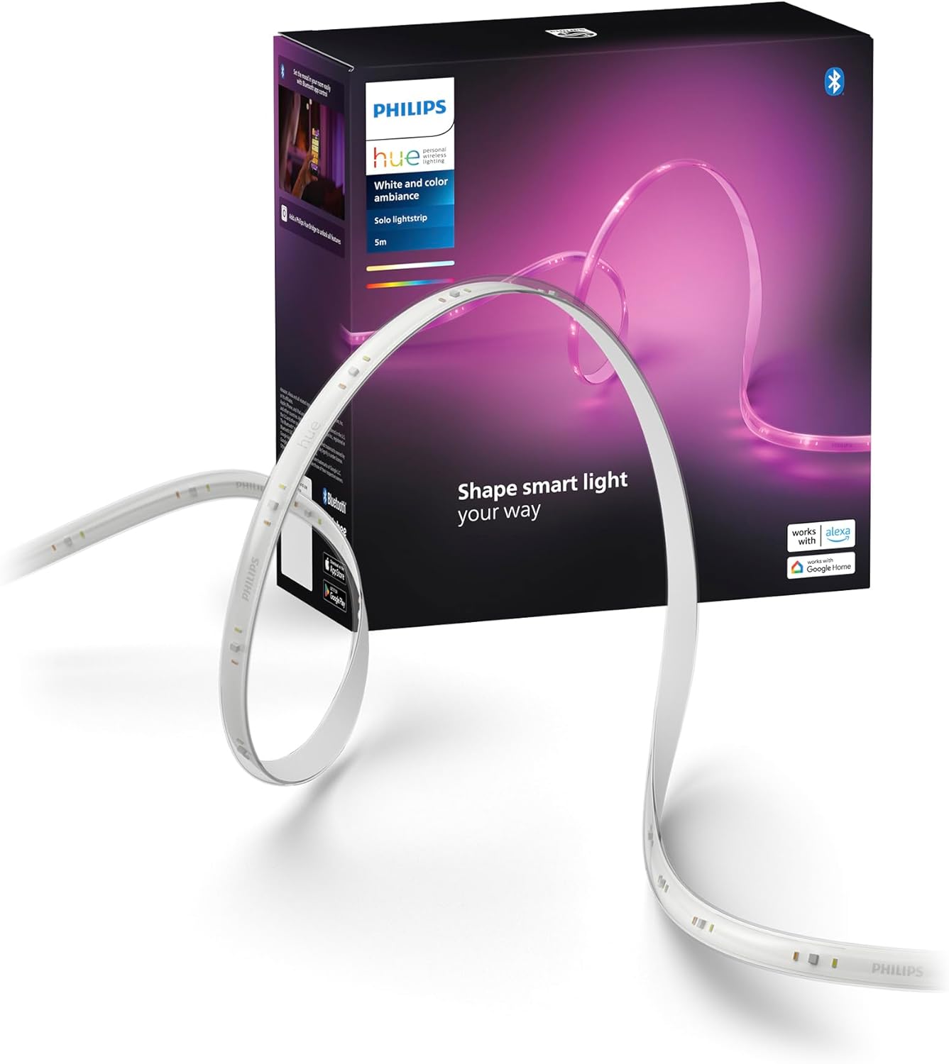 Taśma LED Pasek 5m 20W 1700lm IP20 White and Color Ambiance RGB + TW Biała Inteligentna SMART Zigbee Bluetooth Solo Philips HUE - główne zdjęcie produktu