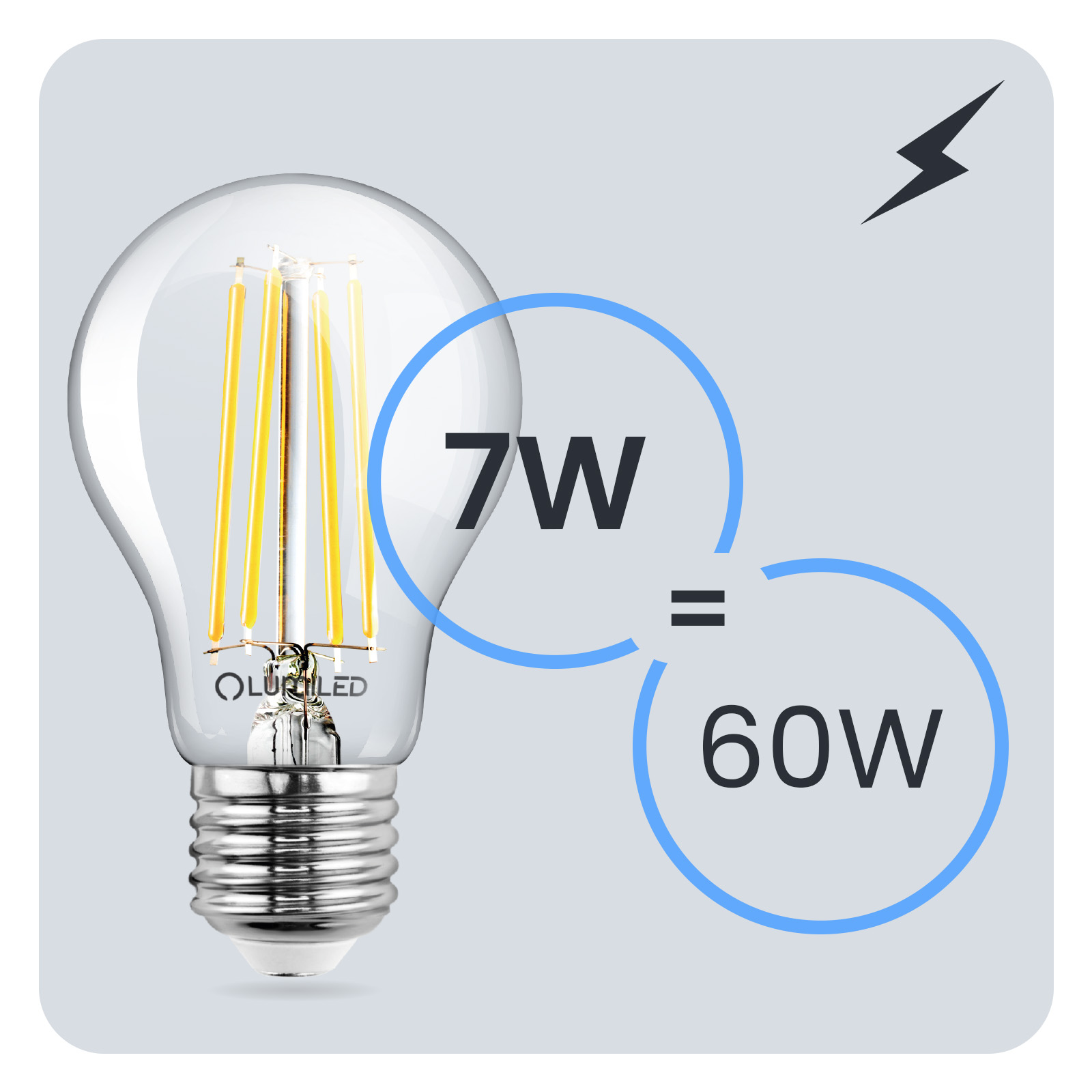 6x Żarówka LED E27 A60 7W = 60W 810lm 3000K Ciepła 360° FILAMENT LUMILED - trzecia cecha produktu