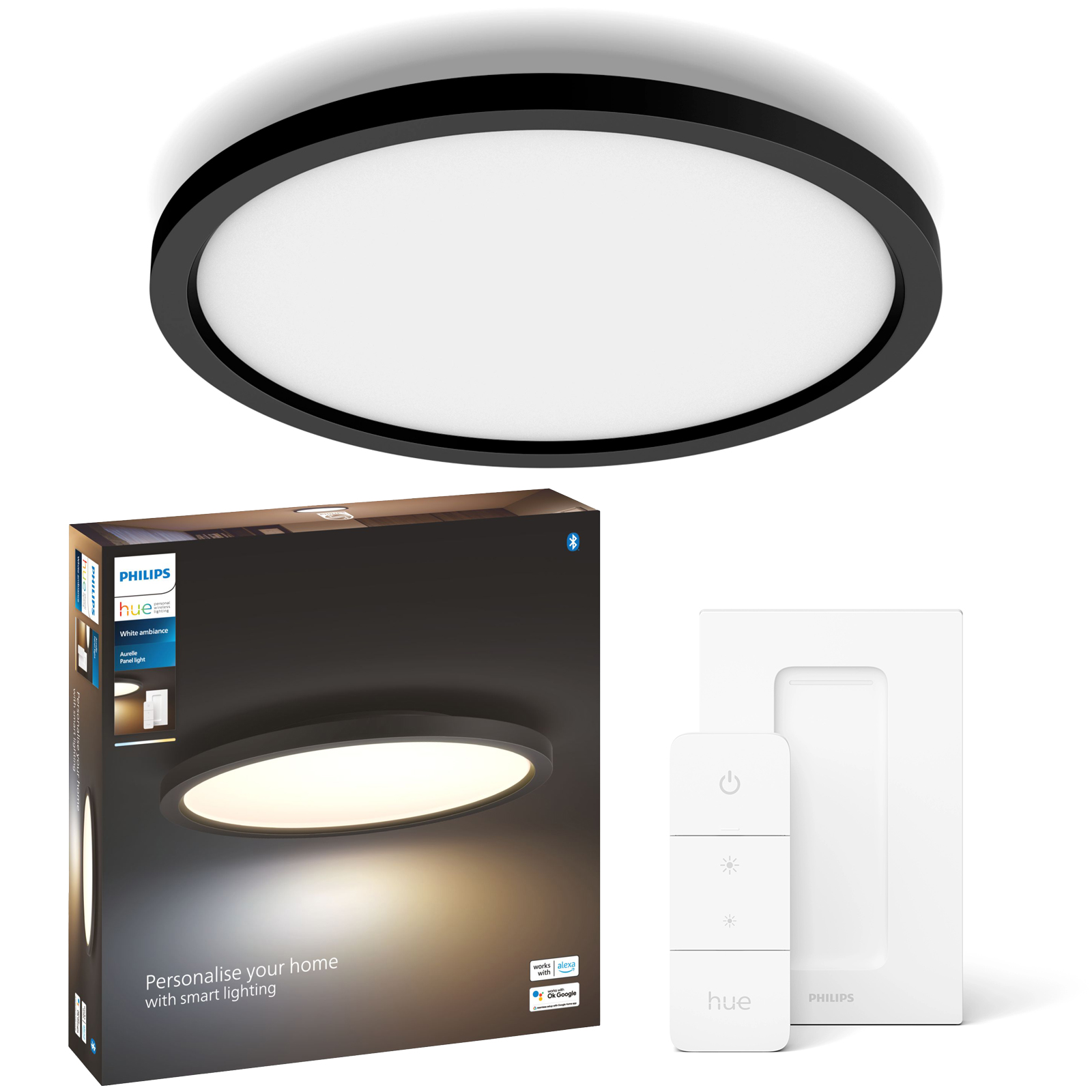 Plafon LED Lampa Sufitowa Natynkowa 21W 2450lm IP20 White Ambiance TW Czarna 39.5cm Inteligentna SMART Zigbee Bluetooth Aurelle Philips HUE - główne zdjęcie produktu