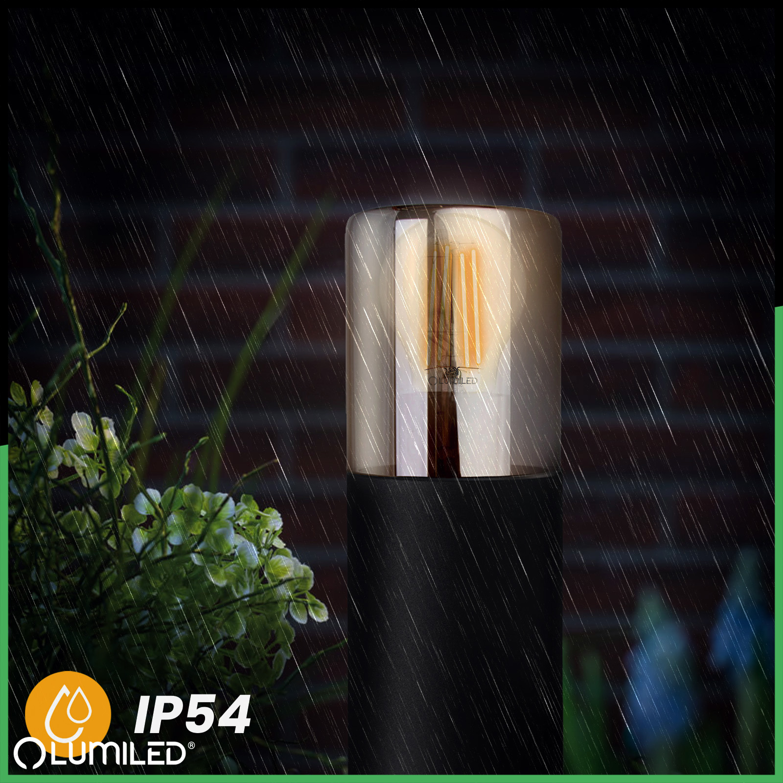 Lampa Ogrodowa Stojąca Zewnętrzna Słupek NA ŻARÓWKE E27 Czarna SZKŁO IP54 80 cm SALVIA LUMILED - druga cecha produktu
