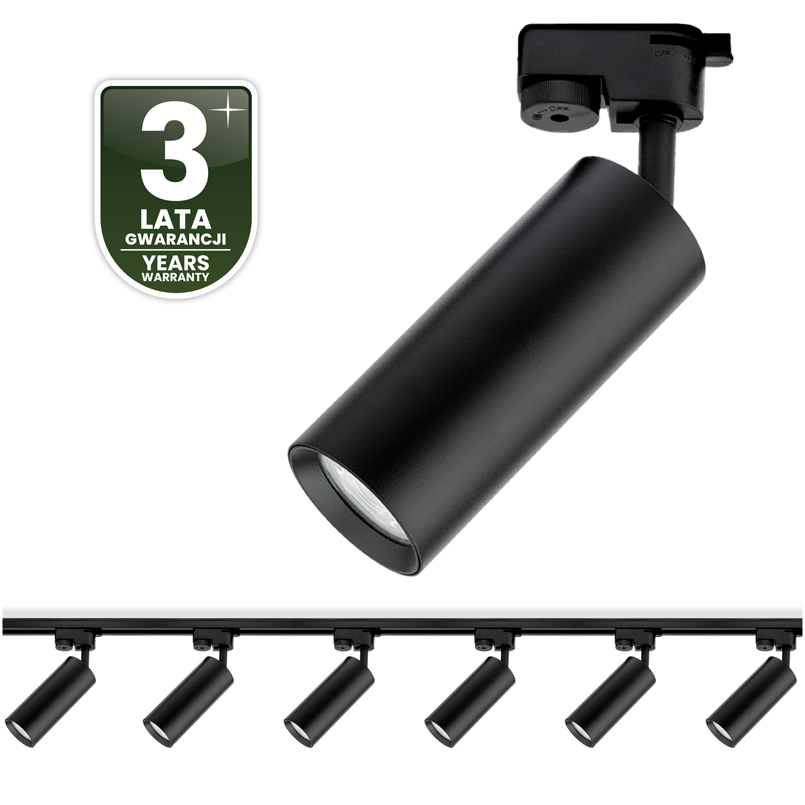Zestaw Szyna Oświetleniowa Szynoprzewód 2 m + 6x Reflektor Szynowy RITI GU10 Czarny LUMILED - czwarta cecha produktu