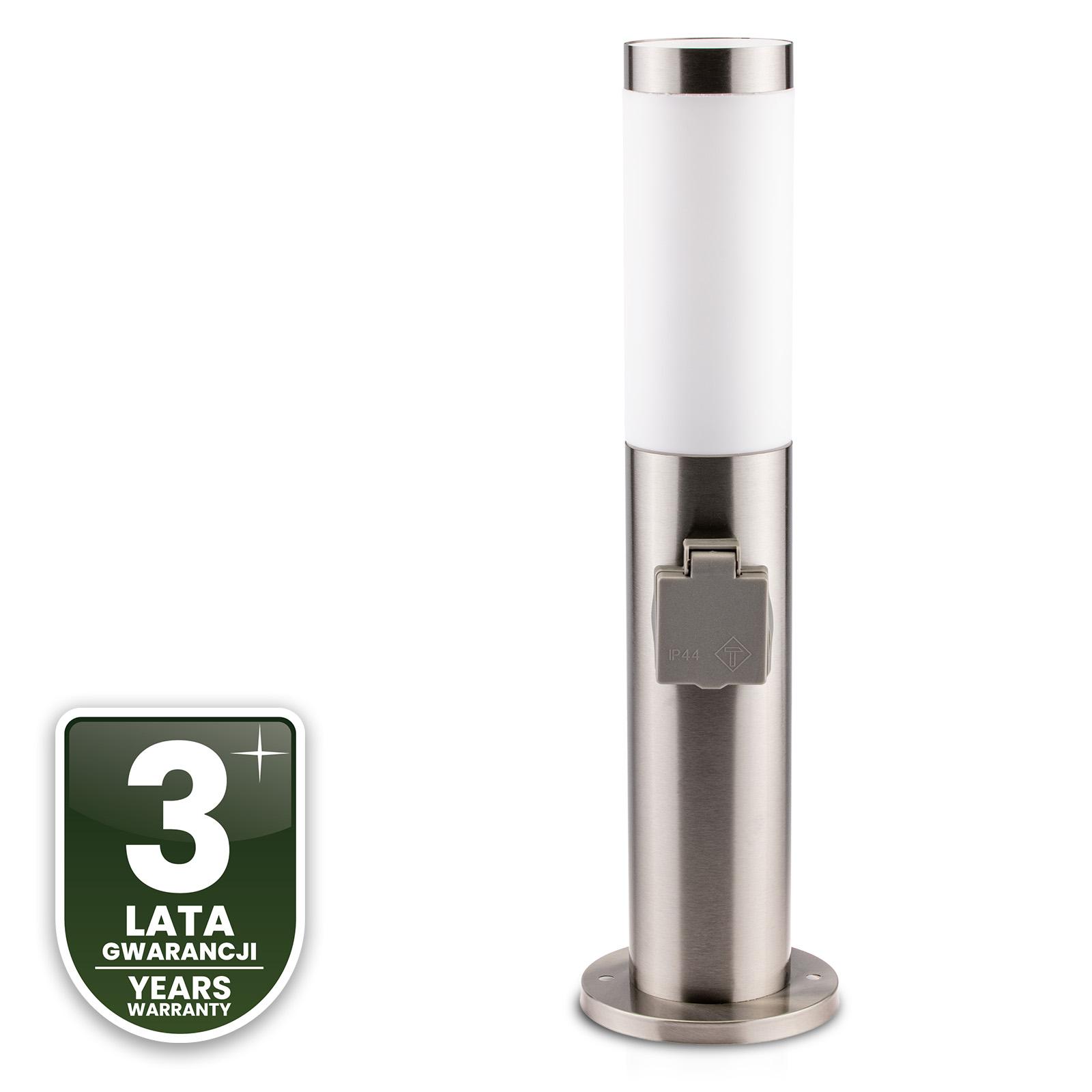 Lampa Ogrodowa Zewnętrzna E27 INOX SŁUPEK 45cm z Gniazdem 230V Lilium LUMILED - czwarta cecha produktu