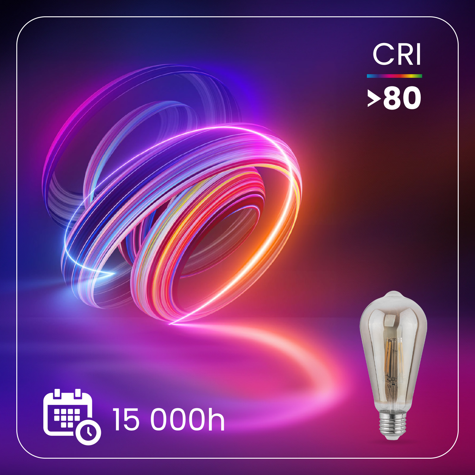 Żarówka LED E27 Edison ST64 6W = 50W 660lm 2200K Ciepła 360° DYMIONA FILAMENT LUMILED - druga cecha produktu