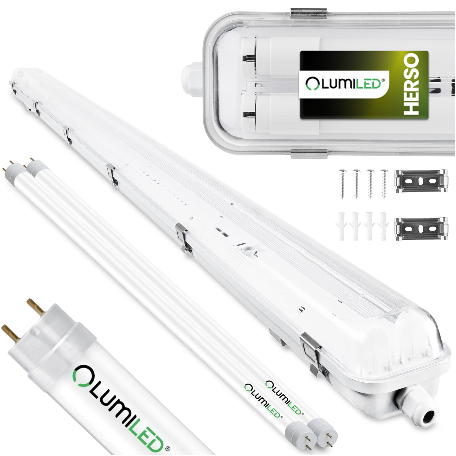 Oprawa Hermetyczna Pyłoszczelna 150cm 2xT8 G13 IP65 + Świetlówki LED 25W 4000K Lumiled - główne zdjęcie produktu