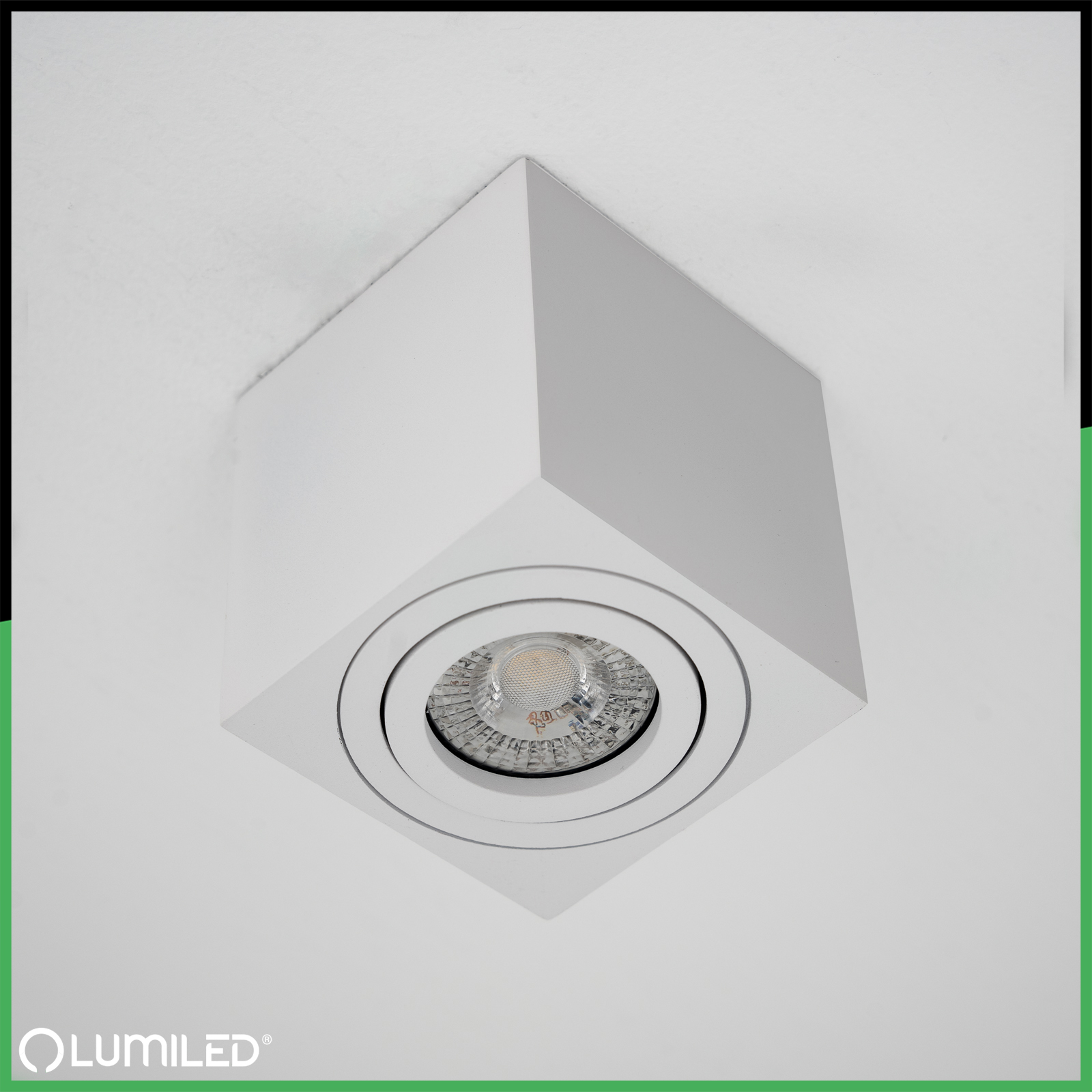 Oprawa Natynkowa HALOGENOWA Spot Tuba Ruchoma GU10 Kwadratowa Biała 84mm AMAT-M LUMILED - pierwsza cecha produktu