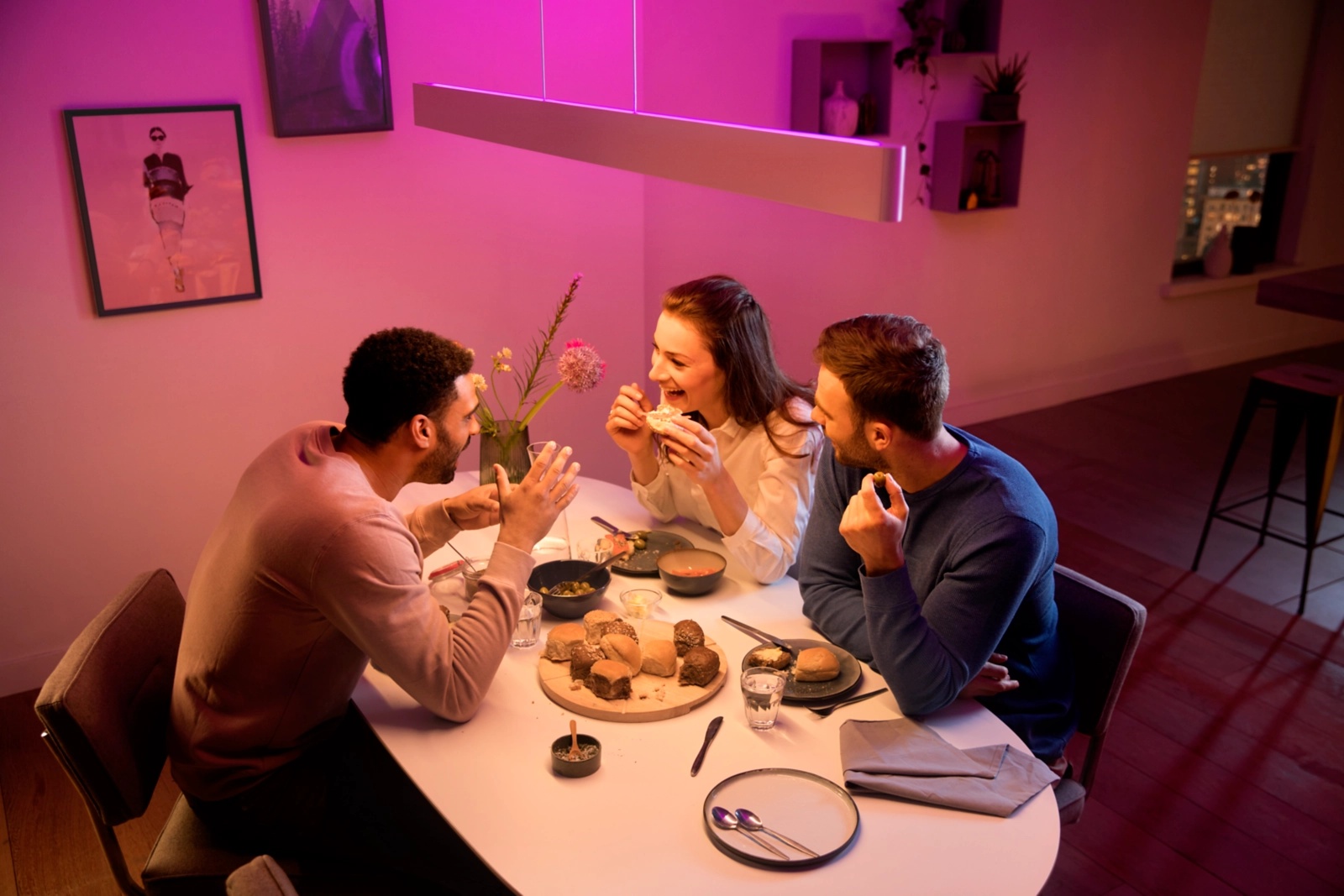 Lampa Wisząca Sufitowa LED Liniowa 79W 5500lm IP20 White and Color Ambiance RGB + TW Biała Inteligentna SMART Zigbee Bluetooth 130cm Ensis Philips HUE - obszar zastosowań