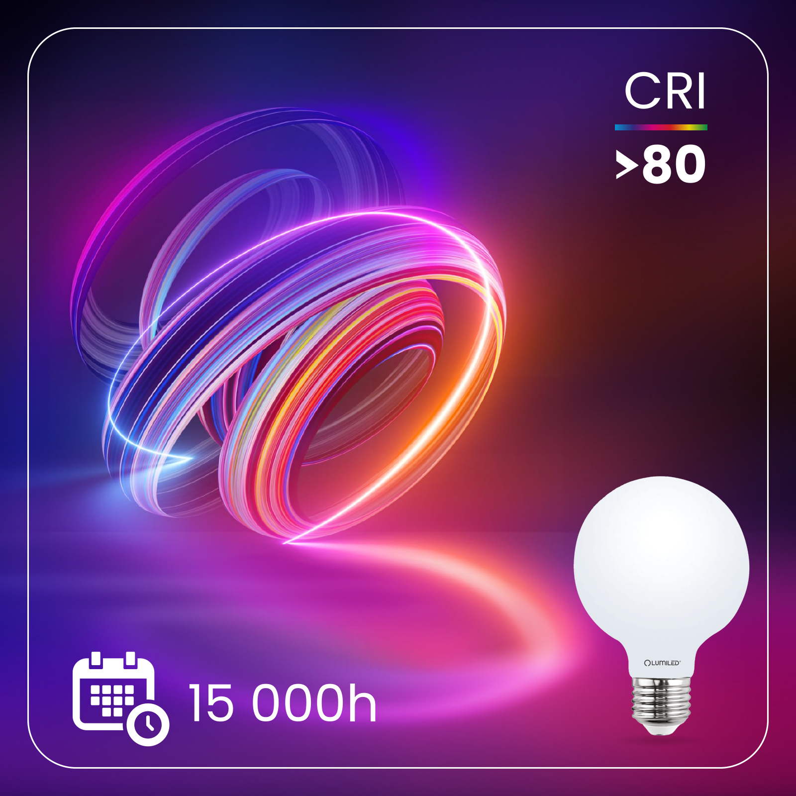 Żarówka LED E27 Kula G95 8W = 75W 880lm 3000K Ciepła 360° FILAMENT LUMILED - druga cecha produktu