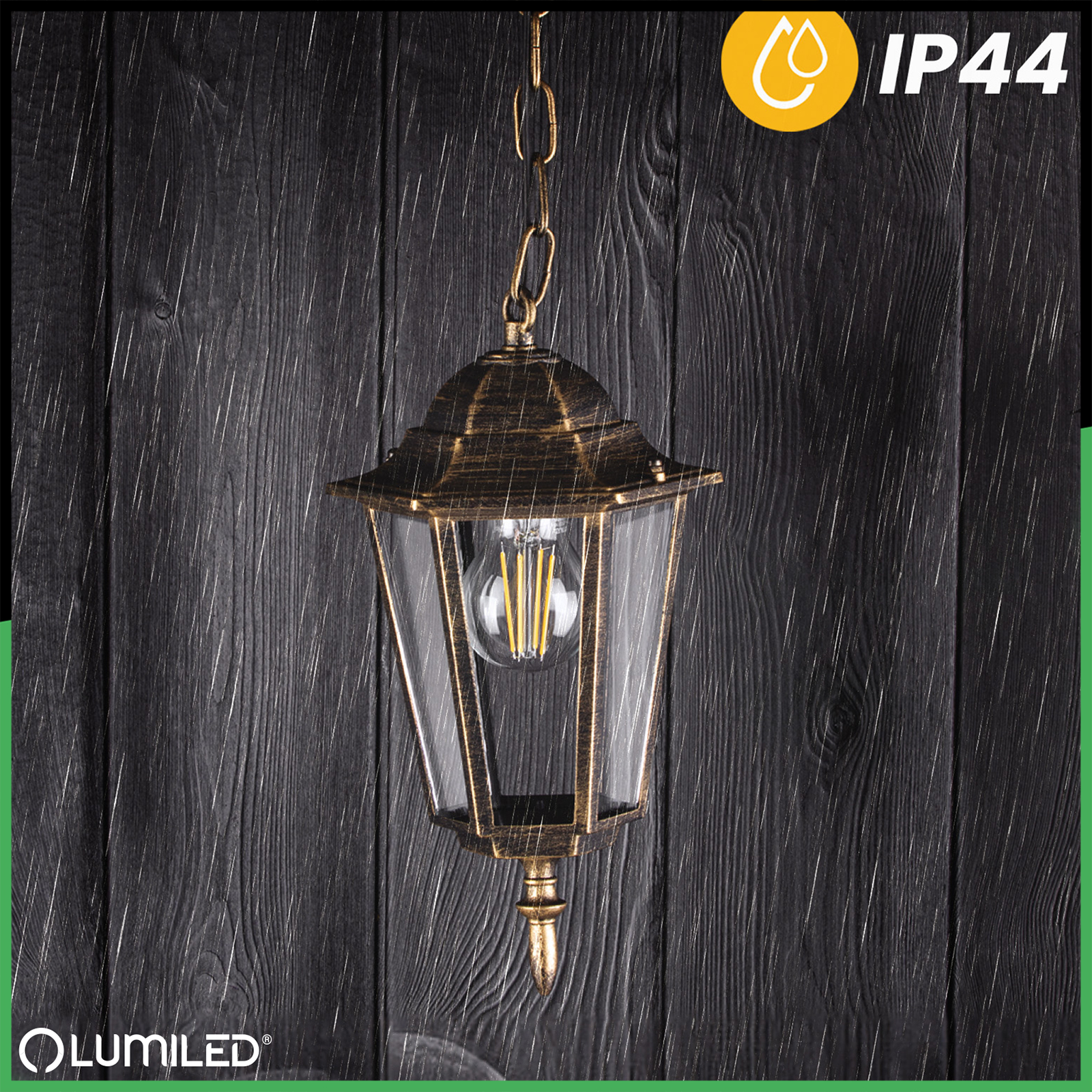 Lampa Ogrodowa Wisząca Zewnętrzna E27 LATARNIA Patyna BELLIS LUMILED - pierwsza cecha produktu