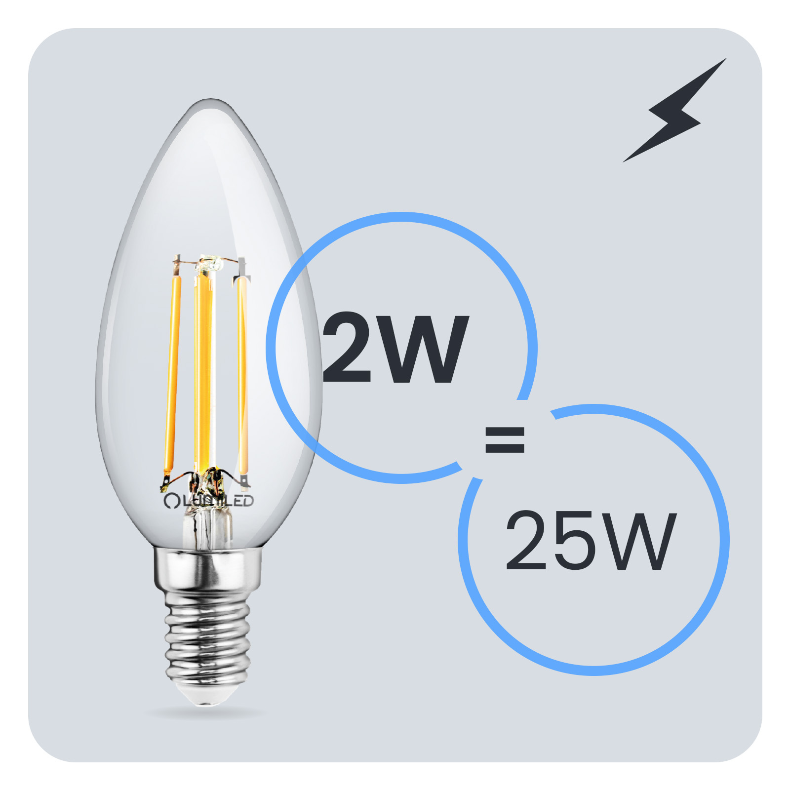 Żarówka LED E14 Świeczka B35 2W = 25W 249lm 4000K Neutralna 360° FILAMENT LUMILED - trzecia cecha produktu