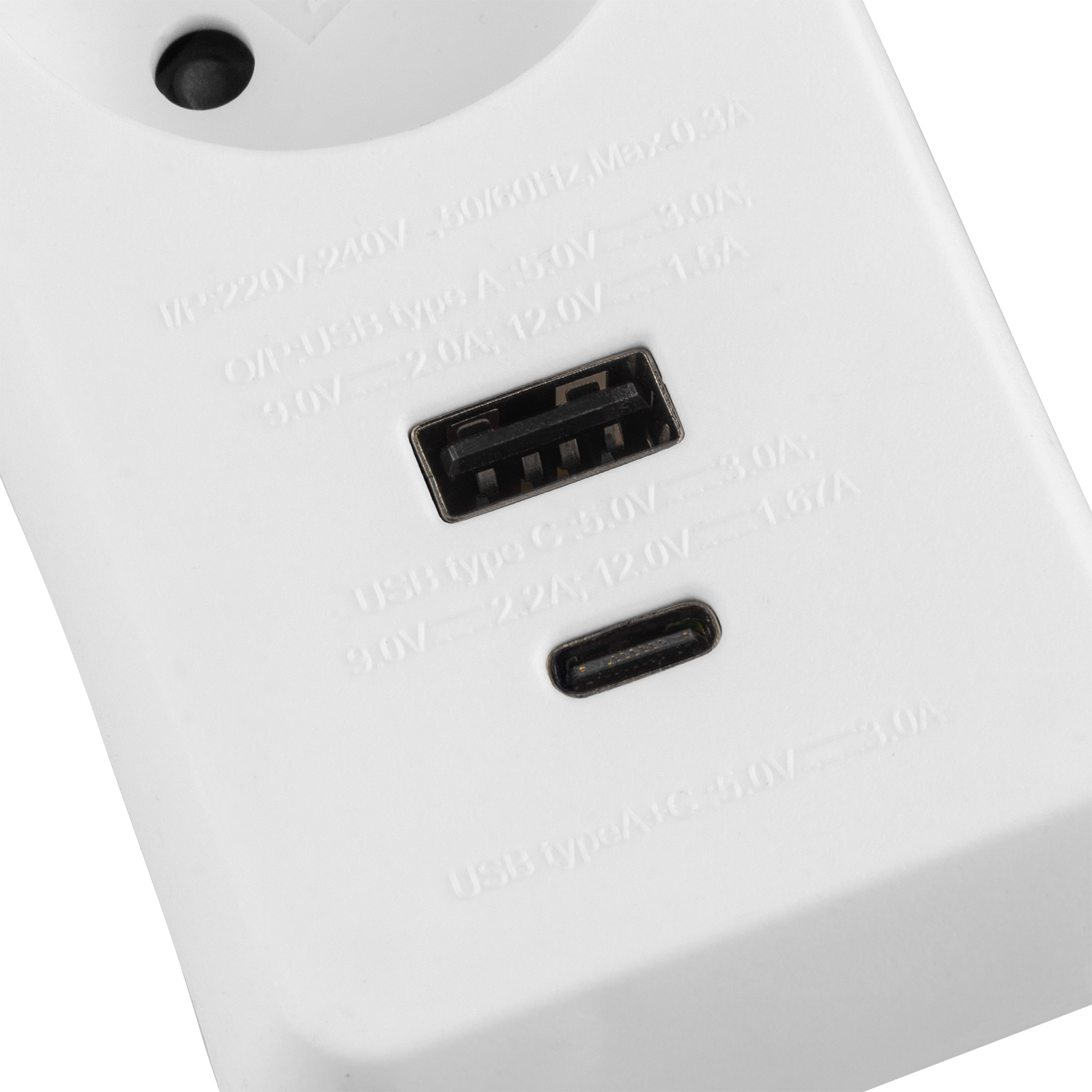 Przedłużacz Sieciowy Kabel z Uziemieniem Listwa Zasilająca 3 Gniazda 1.5m Włącznik ON/OFF Biały USB + USB-C Sznur ELGER Lumiled - trzecia cecha produktu