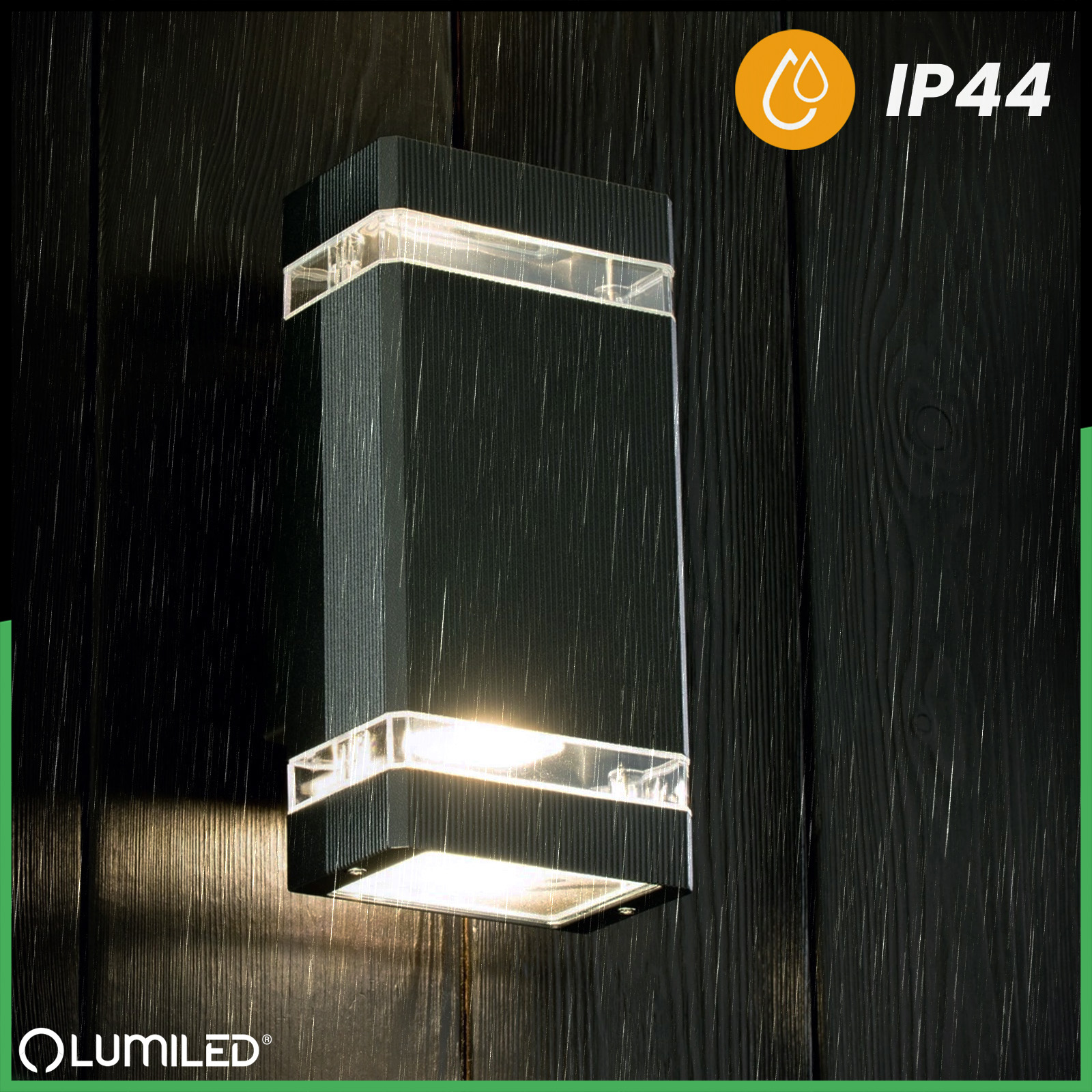 Lampa Ogrodowa Kinkiet Elewacyjny góra dół GU10 Czarny HEDERA LUMILED - pierwsza cecha produktu