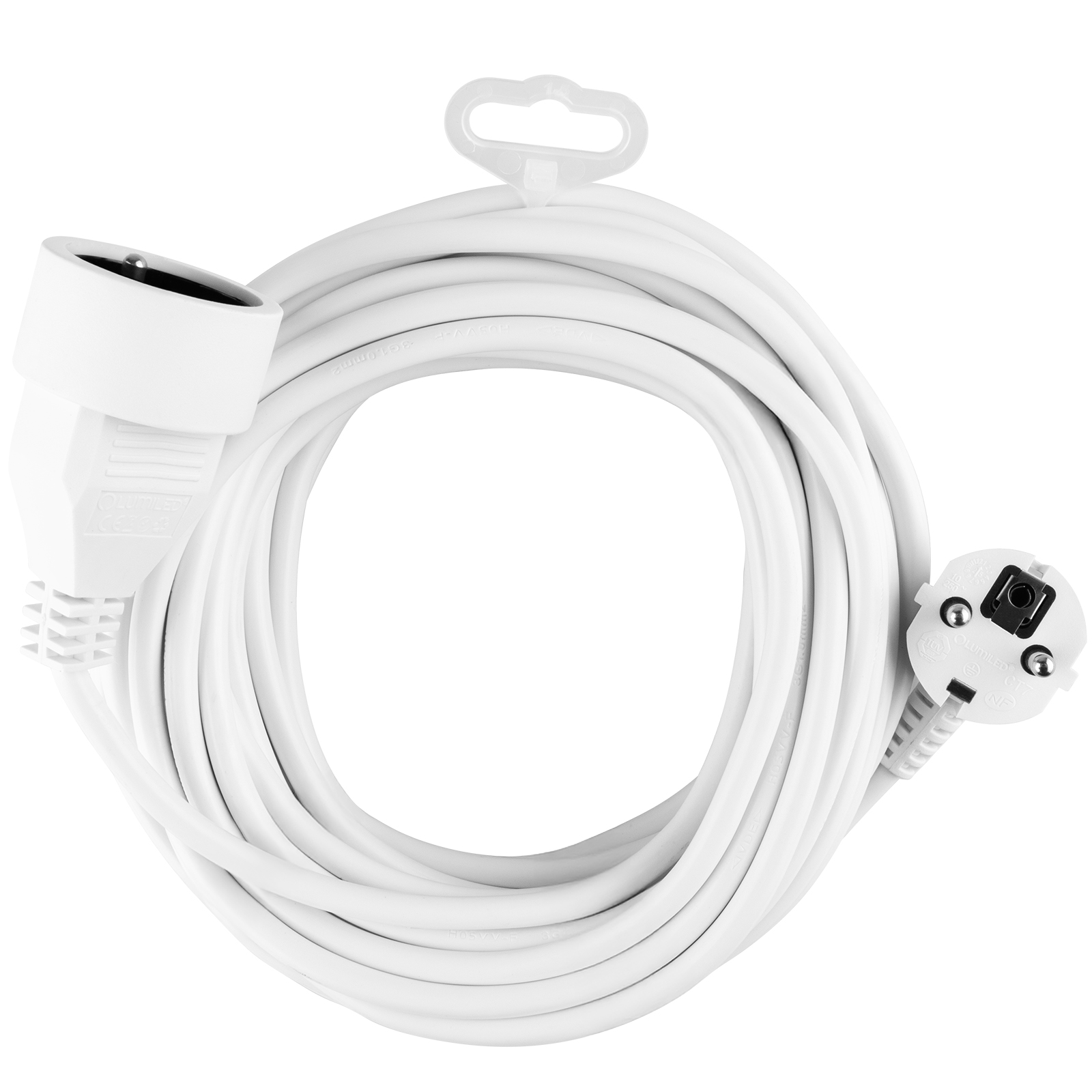 Przedłużacz Sieciowy Kabel z Uziemieniem Listwa Zasilająca 1 Gniazdo 10m Biały Sznur Lendo Lumiled - trzecia cecha produktu