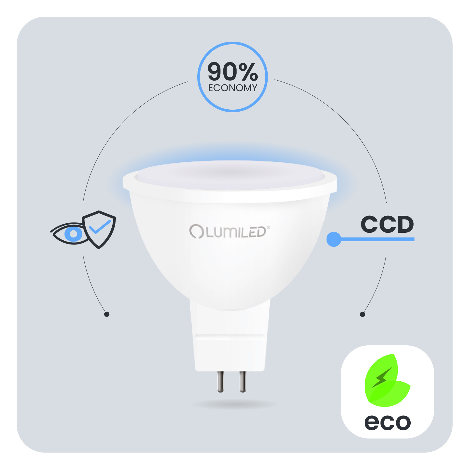 10x Żarówka LED GU5.3 Reflektor MR16 8W = 80W 720lm 4000K Neutralna 120° LUMILED - pierwsza cecha produktu