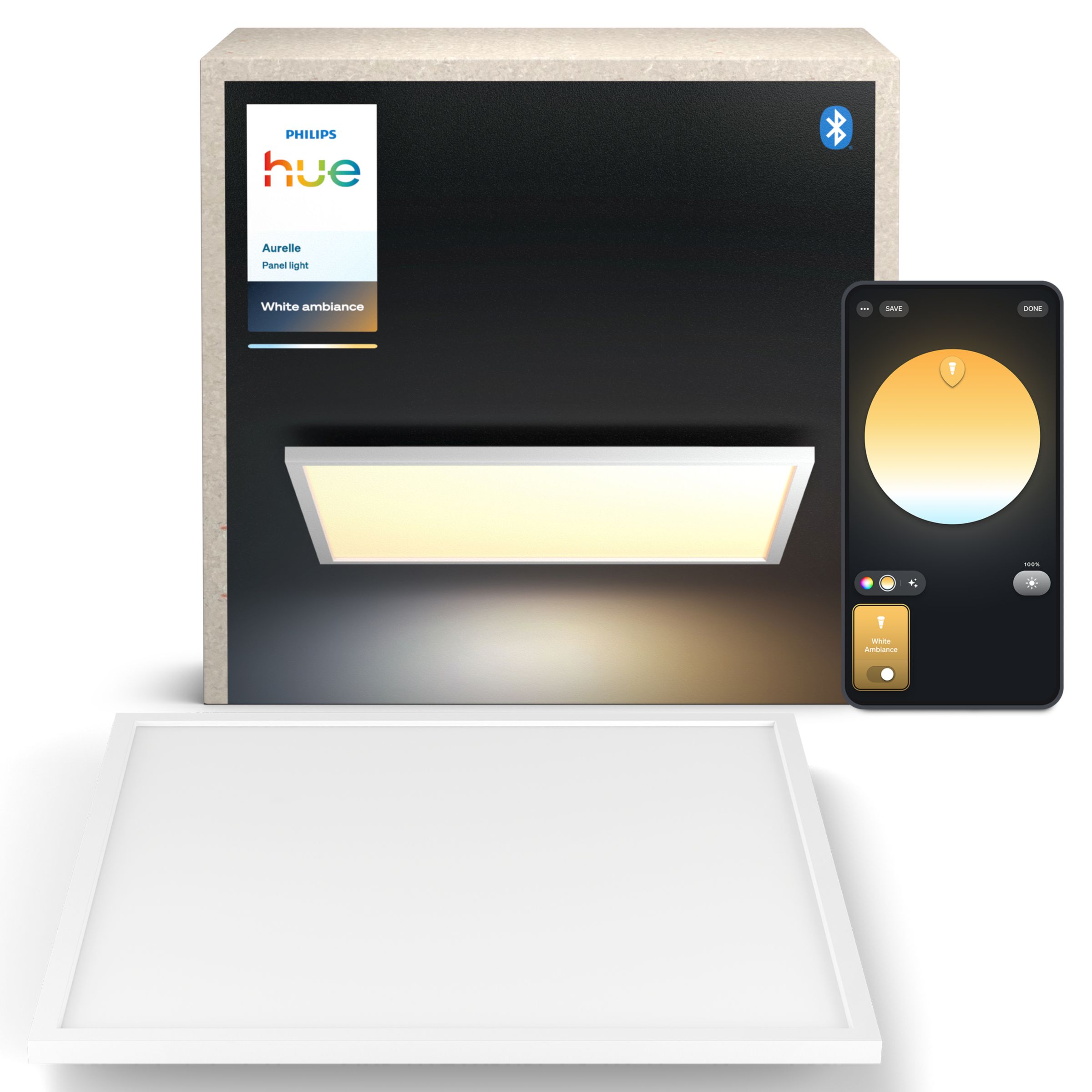 Panel LED Lampa Sufitowa Natynkowa 60x60 cm 46.5W 3750lm IP20 White Ambiance TW Biała Inteligentna SMART Zigbee Bluetooth Aurelle Philips HUE - główne zdjęcie produktu