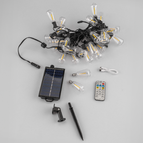 Girlanda Solarna Ogrodowa 30x LED Ozdobne Żarówki 9,8m 2700K Ciepła + Pilot PYRIS LUMILED - skład produktu