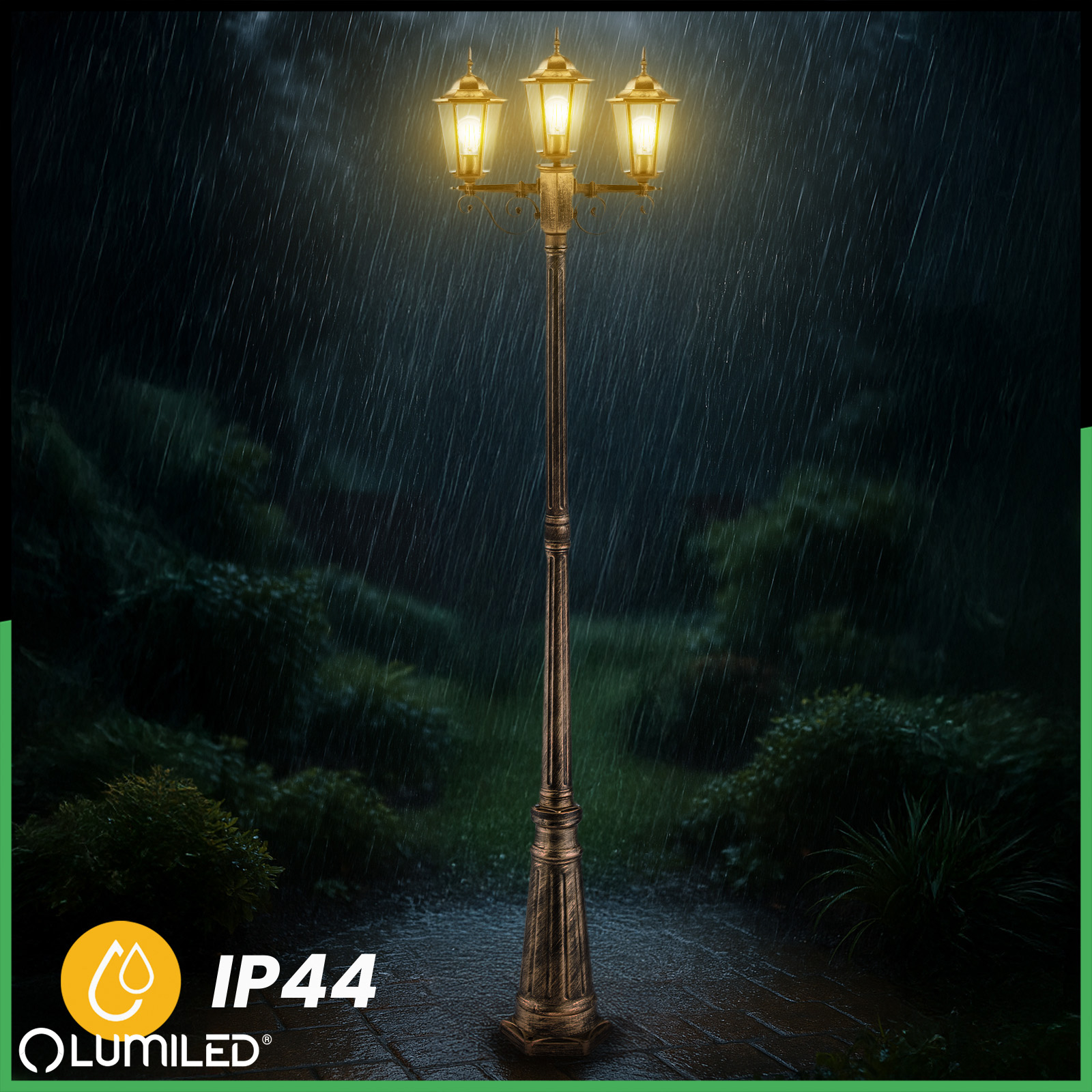 Lampa Ogrodowa Zewnętrzna 3xE27 SŁUPEK LATARNIA 2m Patyna BELLIS LUMILED - druga cecha produktu