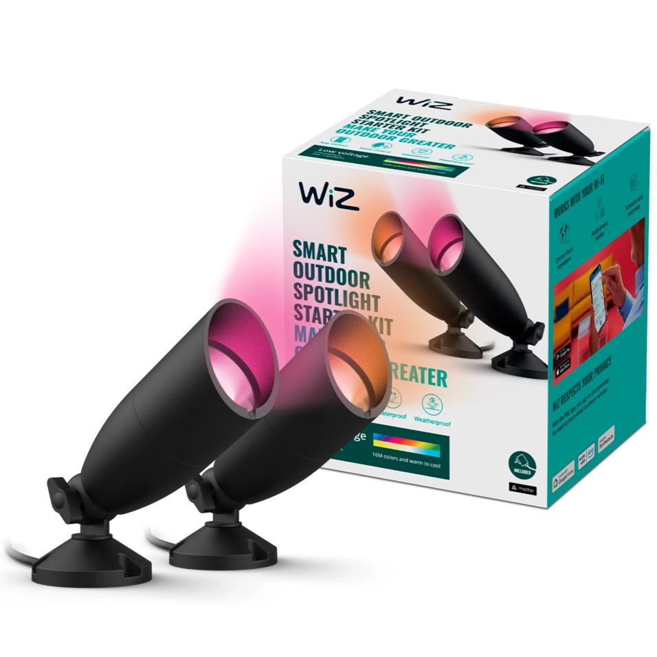 2x Reflektor Ogrodowy LED Wbijany Lampa 10W 540lm 2700-5000K RGB + TW Czarna Inteligentna SMART WiFi Bluetooth Aplikacja WiZ - główne zdjęcie produktu