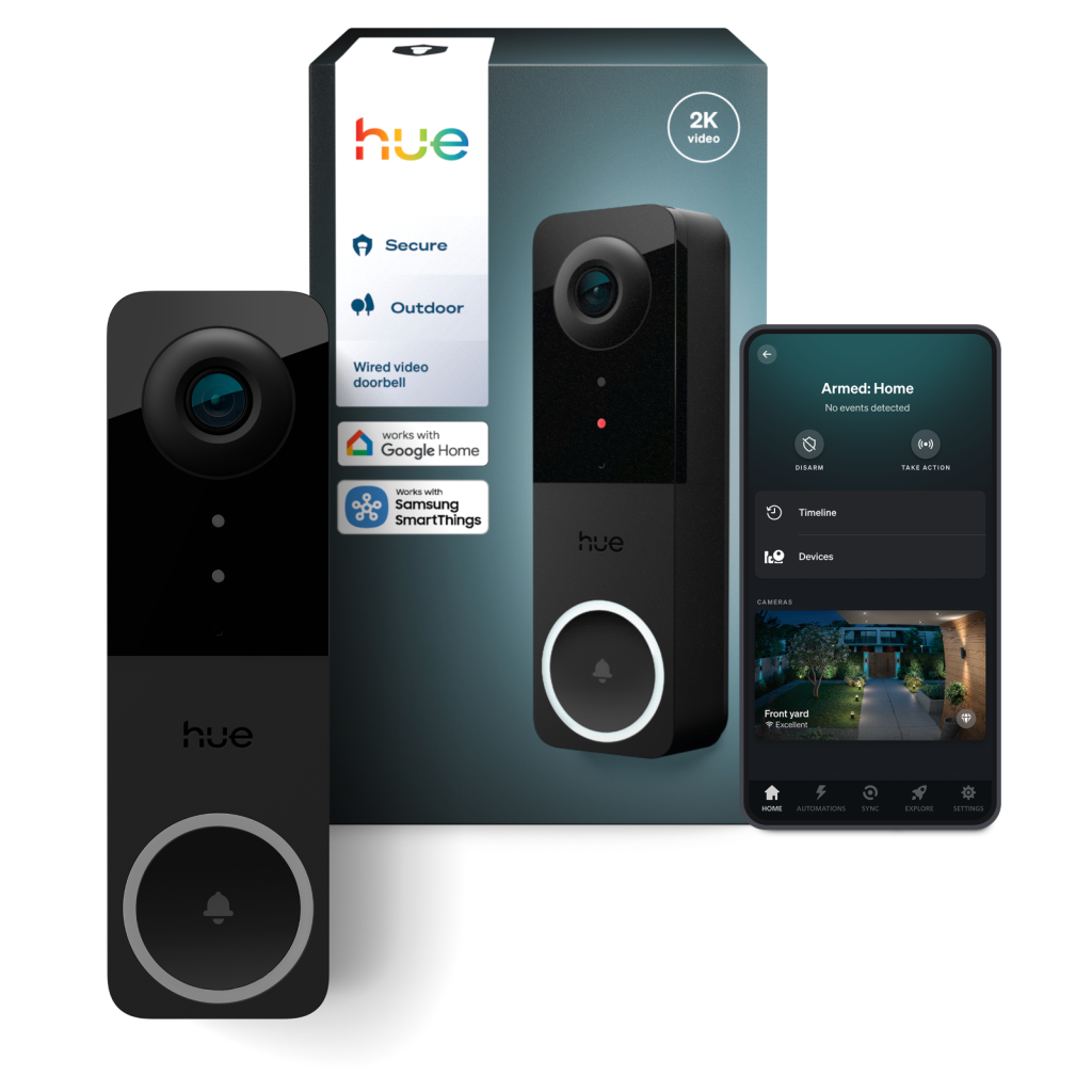 Inteligentny Wideodomofon Dzwonek do Drzwi z Kamerą 2K QHD 1440p CMOS Czarna SMART Zigbee WiFi Doorbell Secure Philips HUE - główne zdjęcie produktu