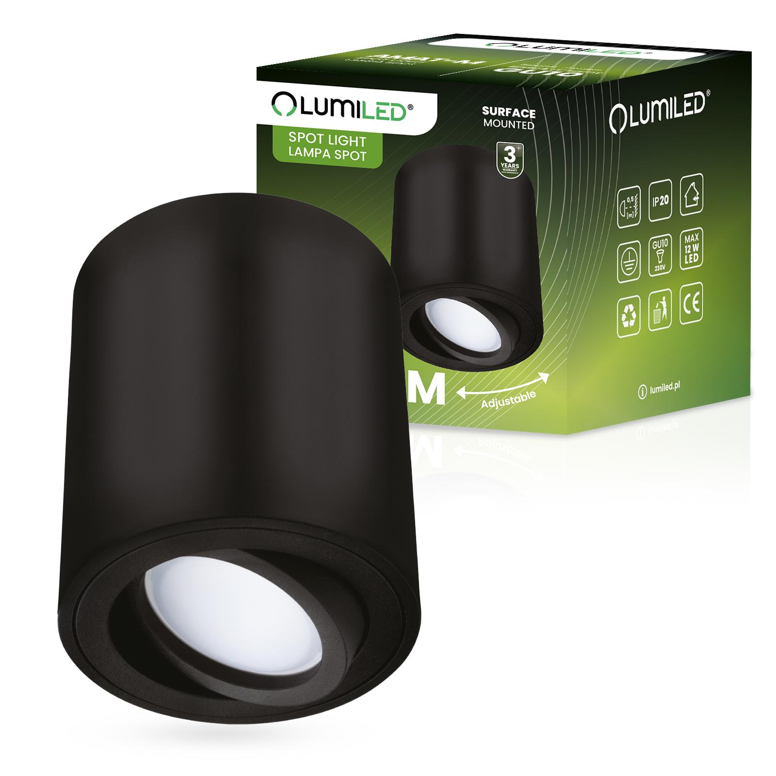 Oprawa Natynkowa HALOGENOWA Spot Tuba Ruchoma GU10 Okrągła Czarna 84mm AMAT-M LUMILED - główne zdjęcie produktu