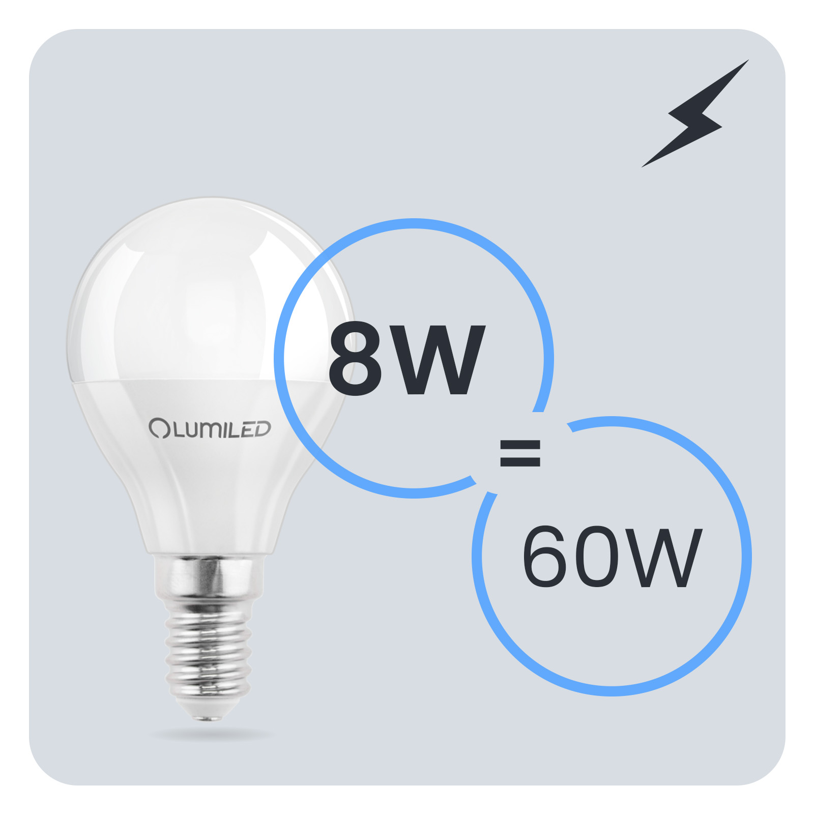 Żarówka LED E14 Kulka P45 8W = 60W 880lm 3000K Ciepła 180° LUMILED - trzecia cecha produktu