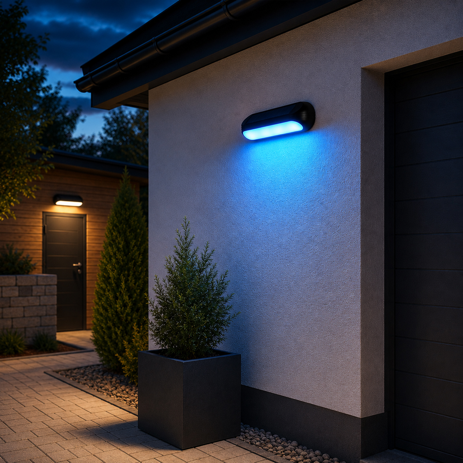 Lampa Solarna Ogrodowa LED Kinkiet Ścienny Elewacyjny 3000K + RGB KEOS LUMILED - obszar zastosowań
