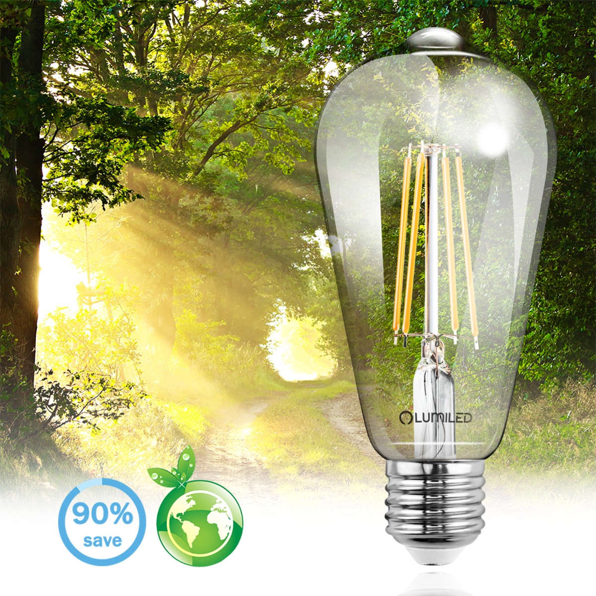 Żarówka LED E27 Edison ST64 8W = 60W 880lm 3000K Ciepła 360° FILAMENT LUMILED - pierwsza cecha produktu