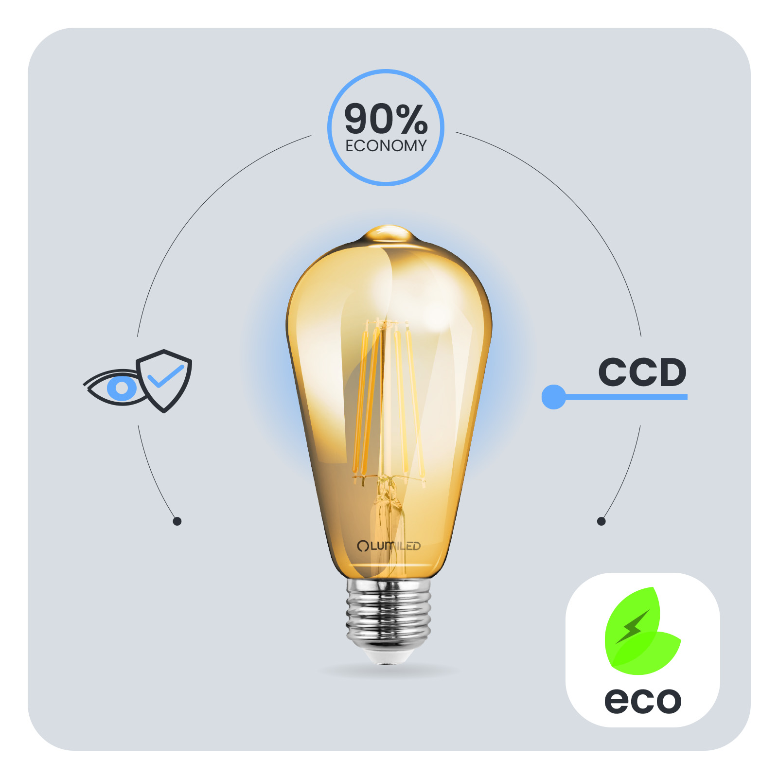 Żarówka LED E27 Edison ST64 4W = 35W 440lm 2000K Ciepła 360° FILAMENT LUMILED - pierwsza cecha produktu