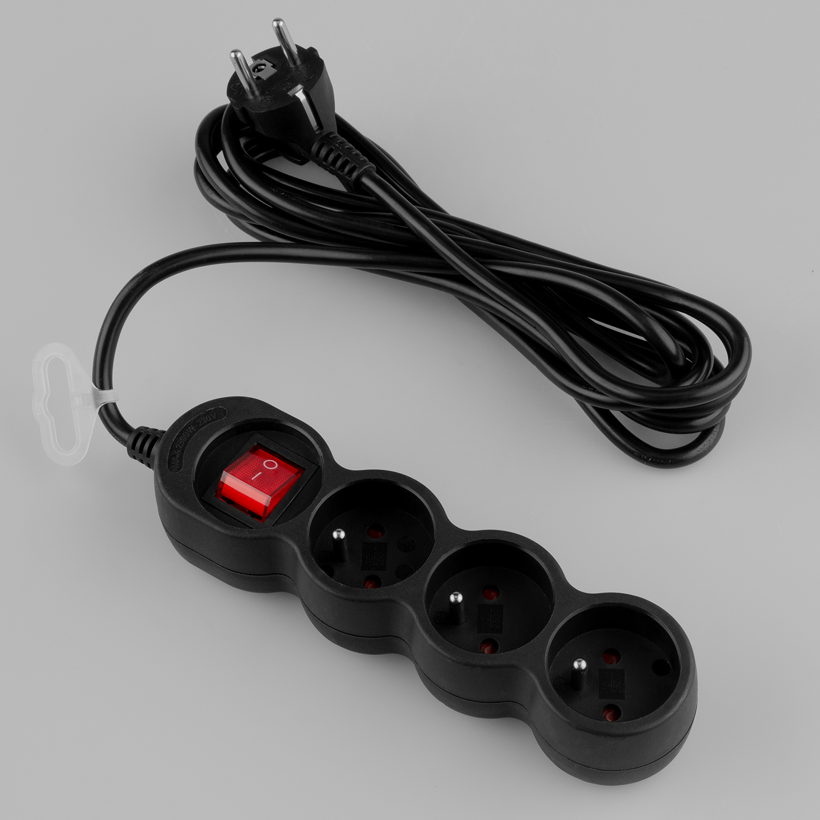 Przedłużacz Sieciowy Kabel z Uziemieniem Listwa Zasilająca 3 Gniazda 3m Włącznik ON/OFF Czarny Sznur Lendo Lumiled - skład produktu