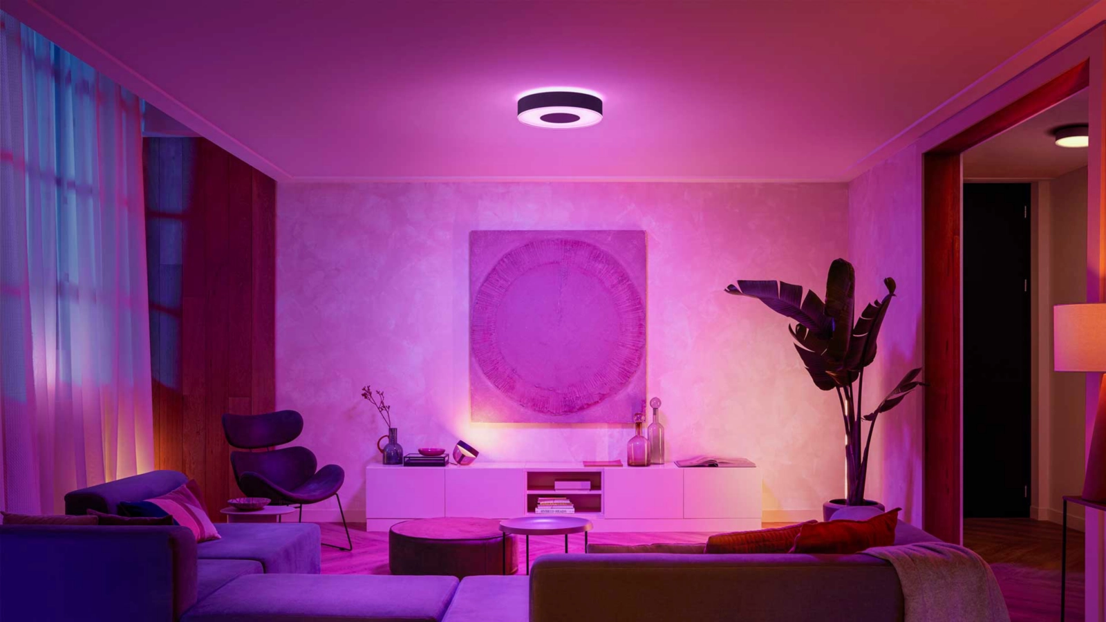 Plafon LED Lampa Sufitowa Natynkowa 33.5W 2350lm IP20 White and Color Ambiance RGB + TW Czarna 38cm Inteligentna SMART Zigbee Bluetooth Infuse Philips HUE - druga cecha produktu