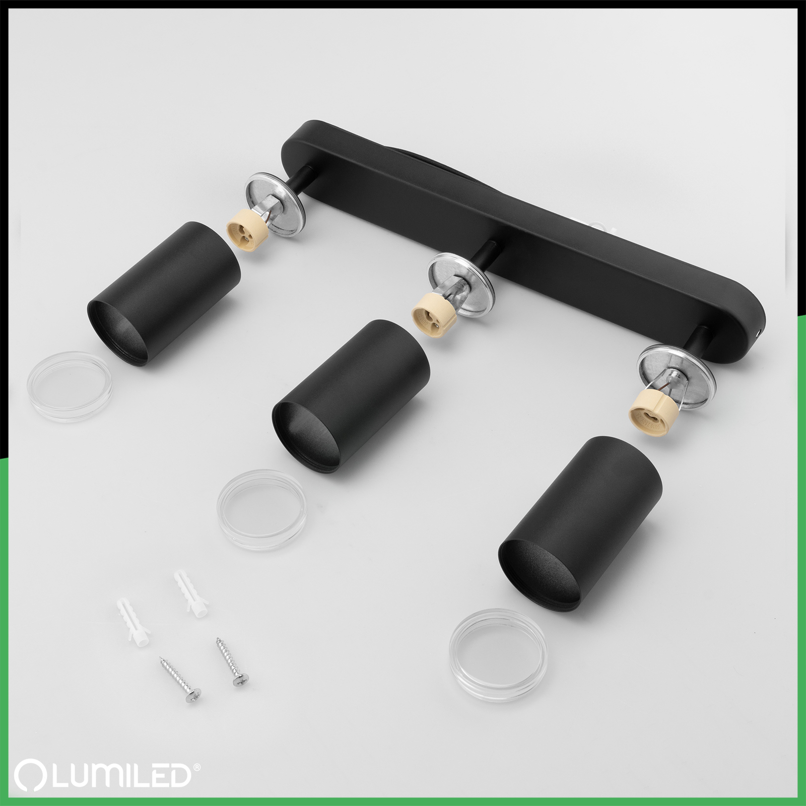 Lampa Sufitowa Reflektor LED Spot 3x GU10 IP44 ADERO Czarna Lumiled - skład produktu