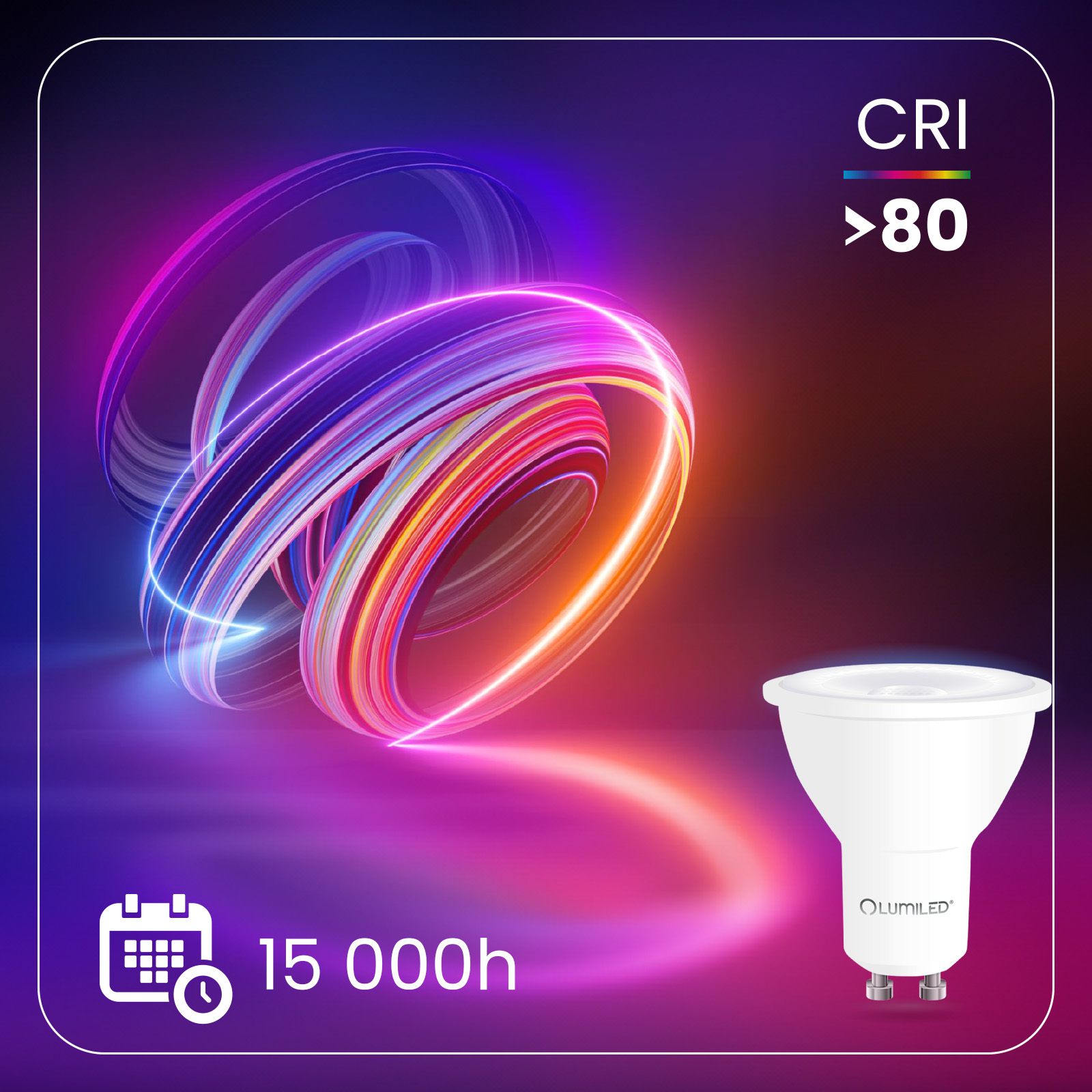 Żarówka LED GU10 Reflektor PAR16 3,4W = 40W 470LM 6500K Zimna 38° LUMILED - druga cecha produktu