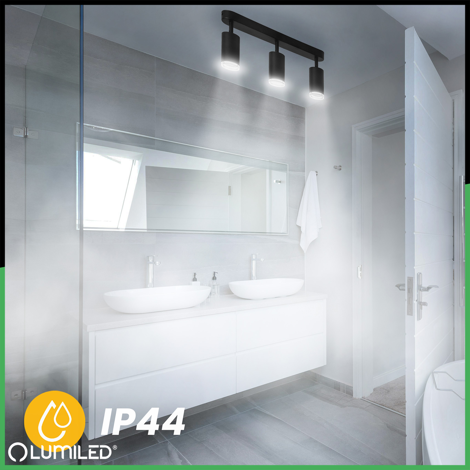Lampa Sufitowa Reflektor LED Spot 3x GU10 IP44 ADERO Czarna Lumiled - druga cecha produktu
