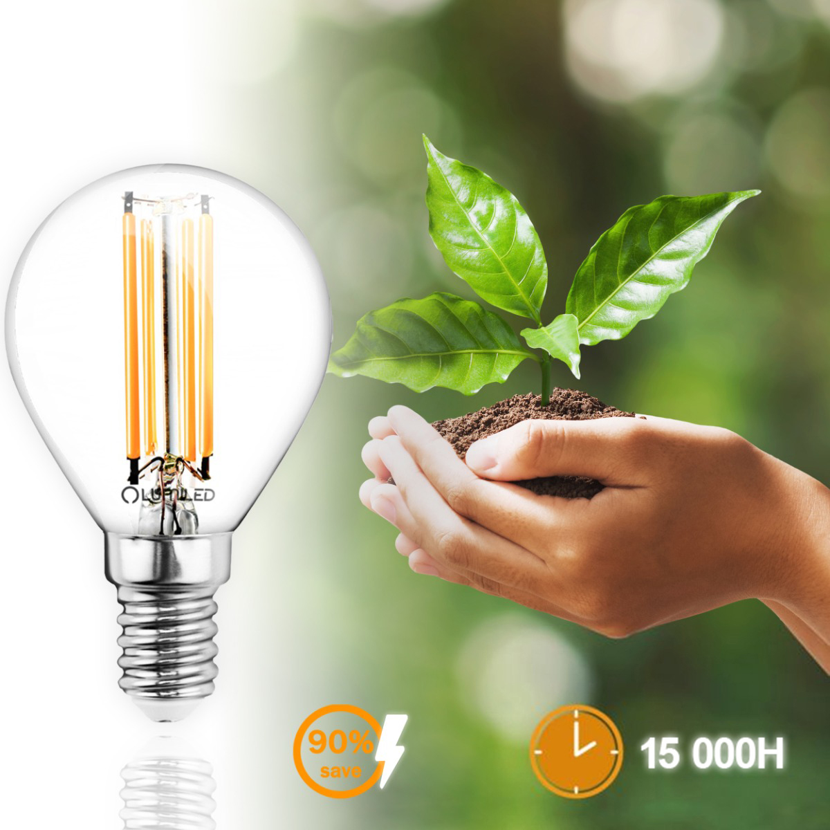 Żarówka LED E14 Kulka P45 7W = 60W 806lm 4000K Neutralna 360° FILAMENT LUMILED - druga cecha produktu