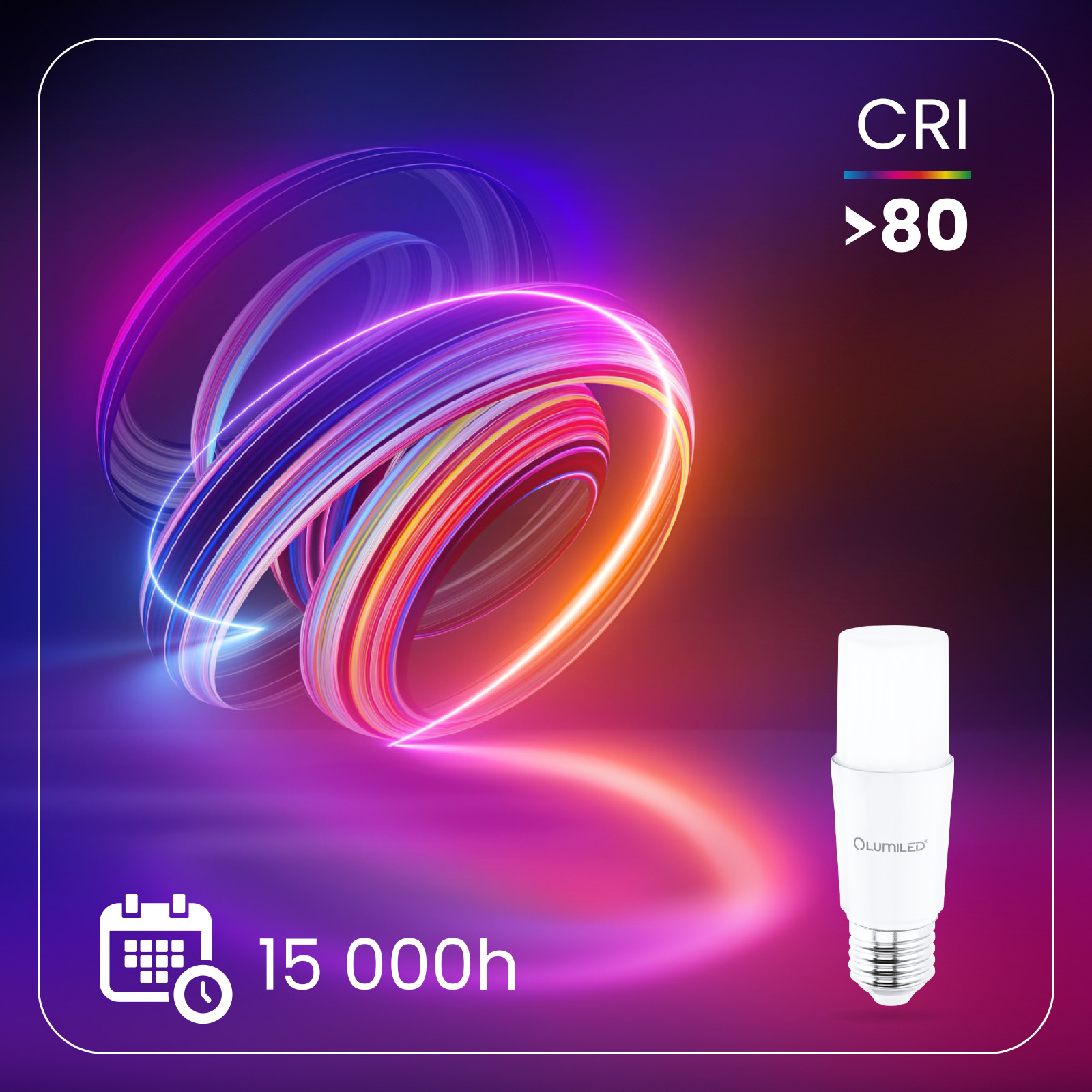 Żarówka LED E27 Tubularna T45 13W = 100W 1521lm 3000K Ciepła 200° LUMILED - druga cecha produktu