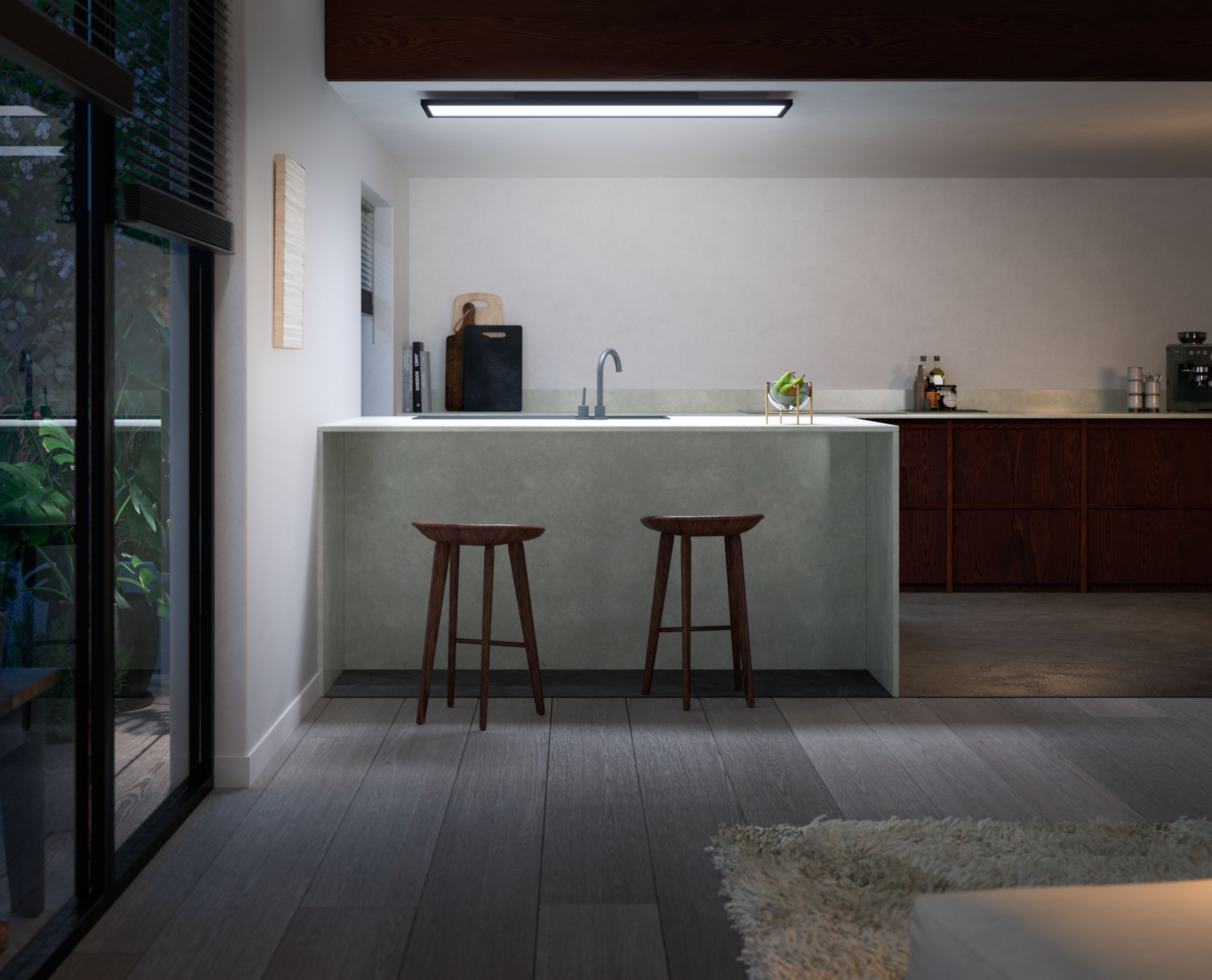 Panel LED Lampa Sufitowa Natynkowa 120x30 cm 39W 3750lm IP20 White Ambiance TW Czarna Inteligentna SMART Zigbee Bluetooth Aurelle Philips HUE - obszar zastosowań