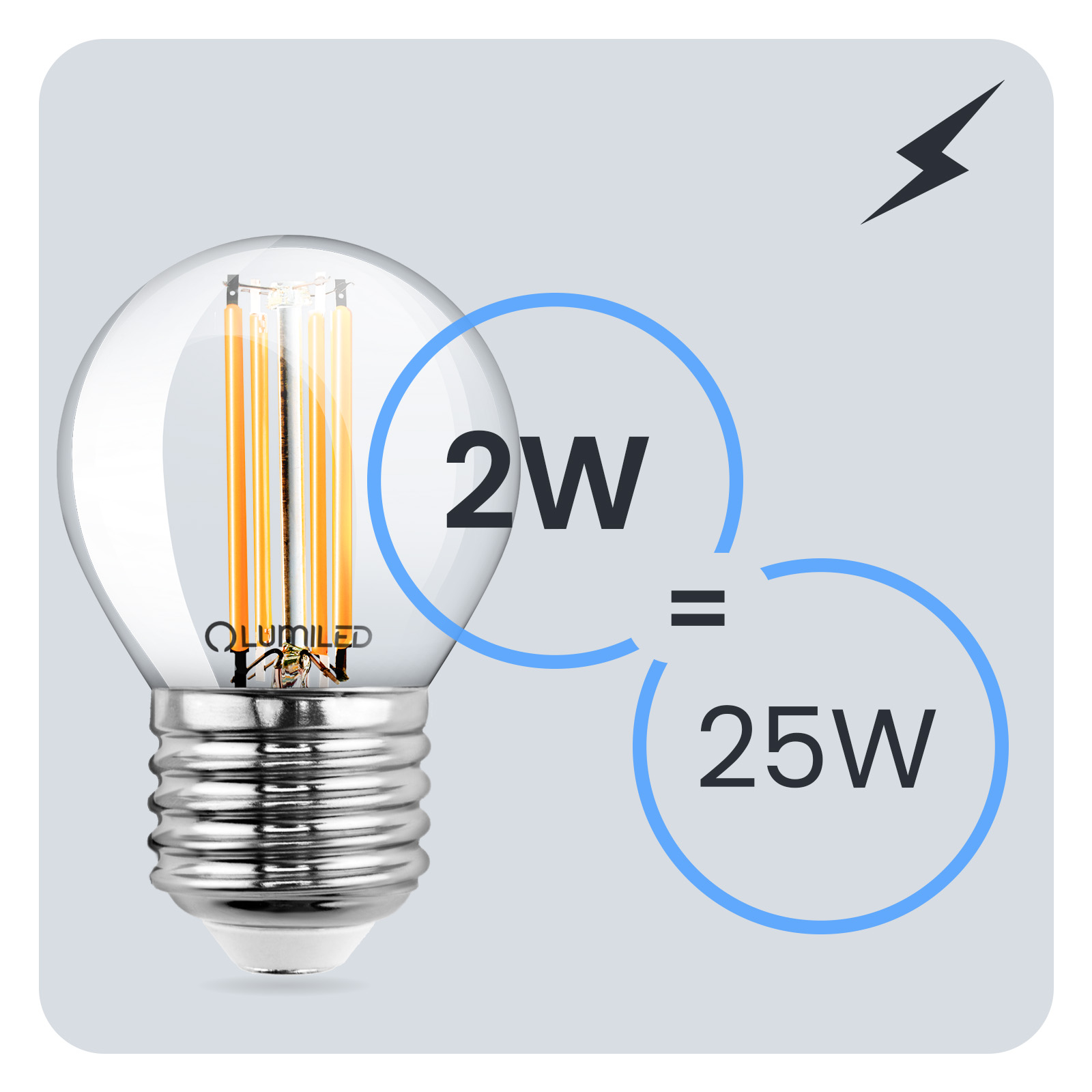 6x Żarówka LED E27 Kulka P45 2W = 25W 249lm 3000K Ciepła 360° FILAMENT LUMILED - trzecia cecha produktu