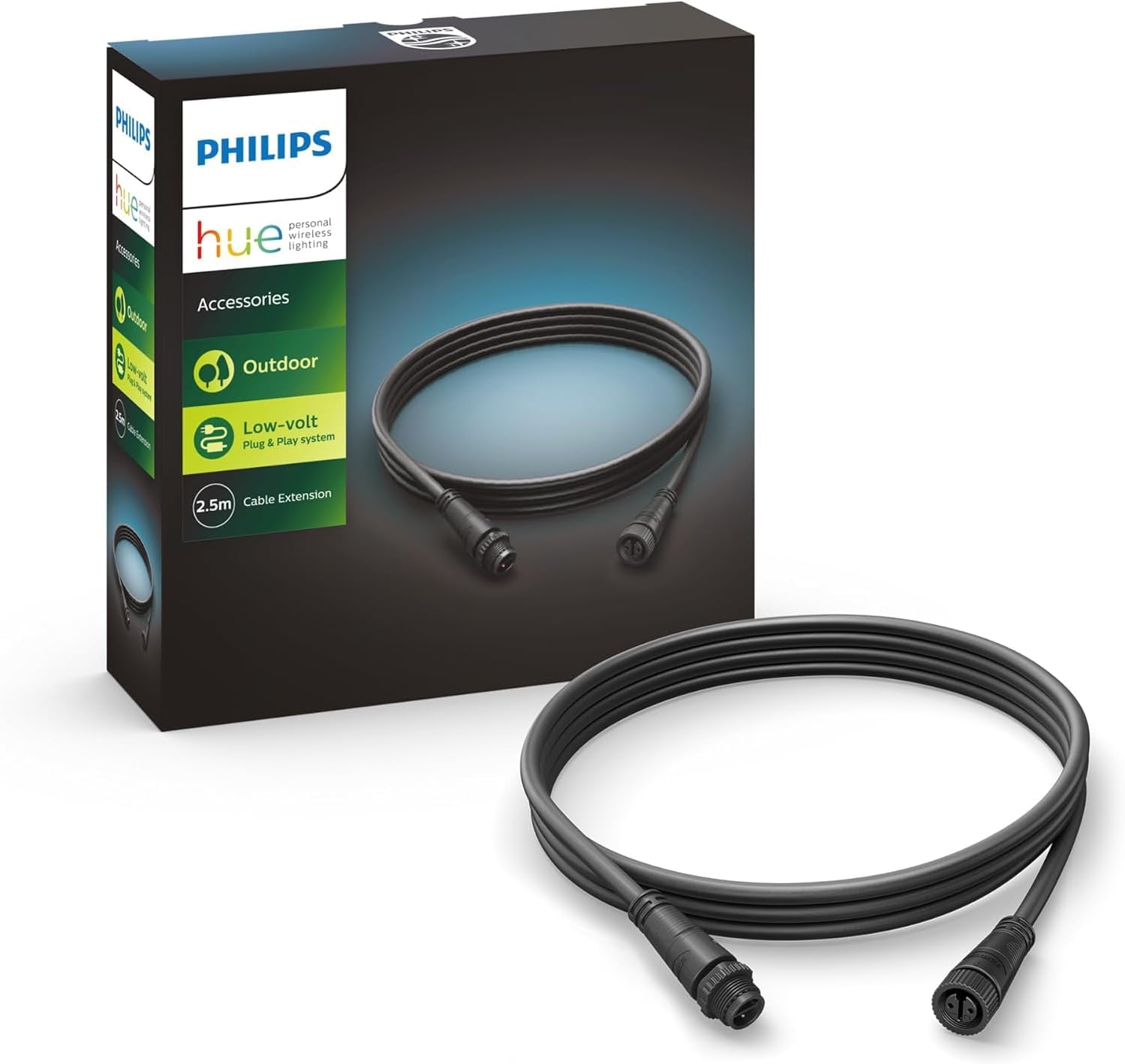 Kabel Przedłużający 2.5m Zewnętrzny IP67 Czarny Outdoor LowVolt Accessory Philips HUE - główne zdjęcie produktu