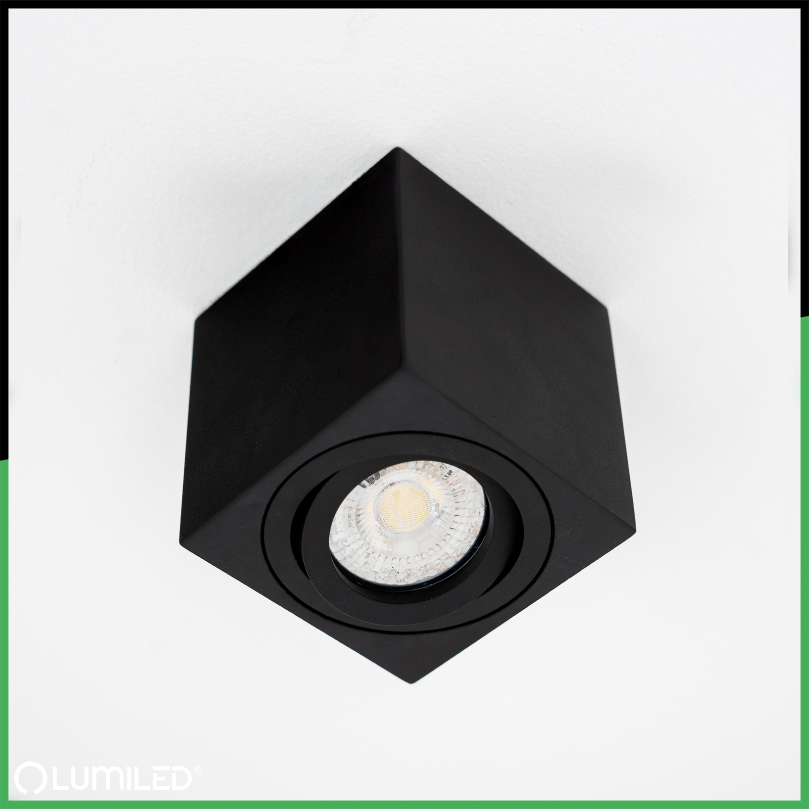 Oprawa Natynkowa HALOGENOWA Spot Tuba Ruchoma GU10 Kwadratowa Czarna 84mm AMAT-M LUMILED - pierwsza cecha produktu