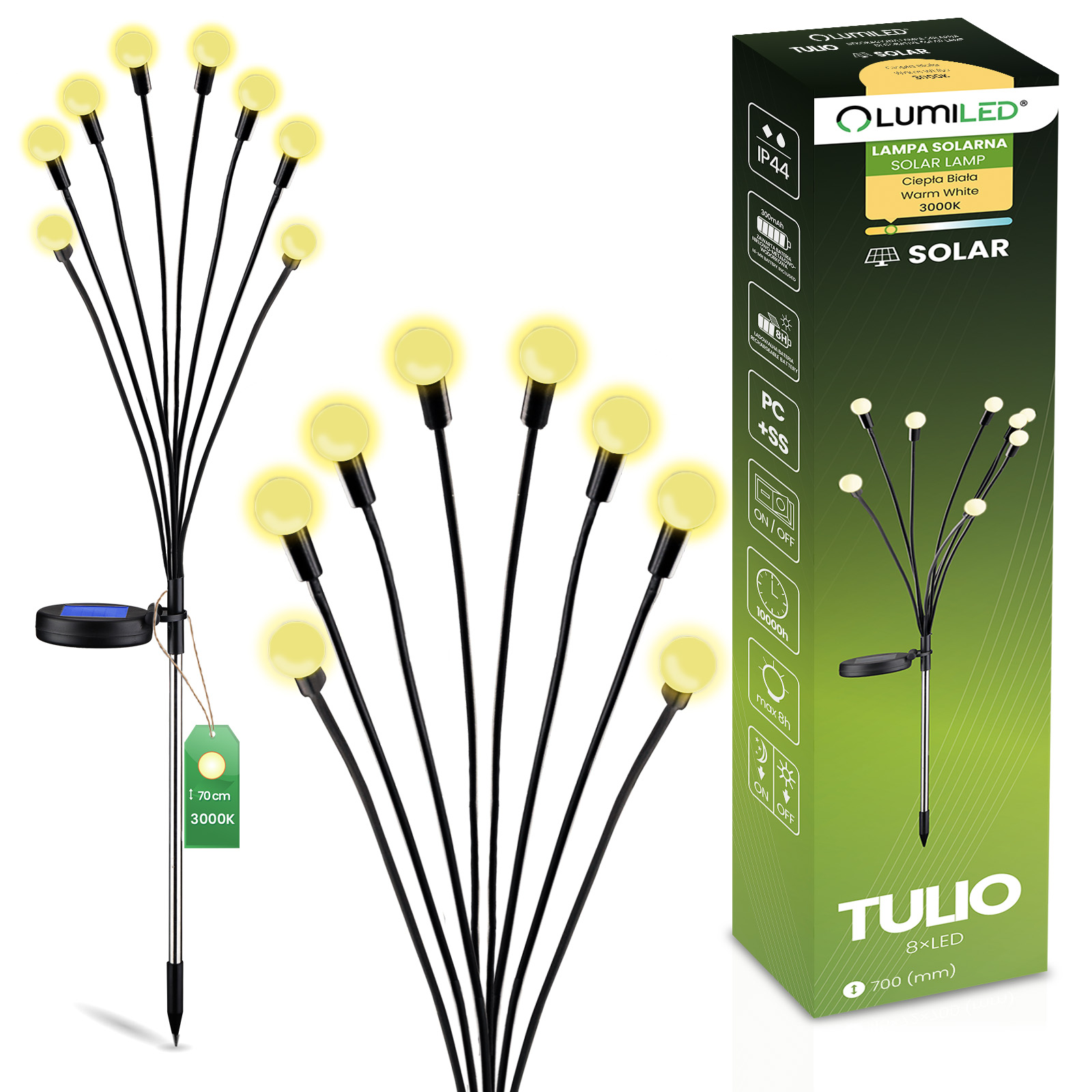 Lampa Solarna Dmuchawiec Kuleczki 70 cm TULIO IP44 3000K LUMILED - główne zdjęcie produktu