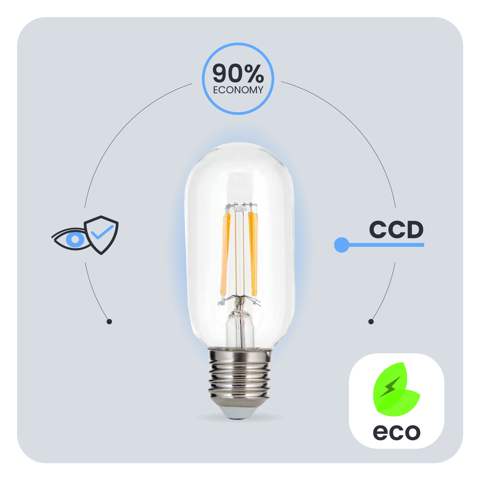 Żarówka LED E27 T45 FILAMENT 4W = 40W 470LM 3000K Ciepła 360° Ozdobna LUMILED - pierwsza cecha produktu