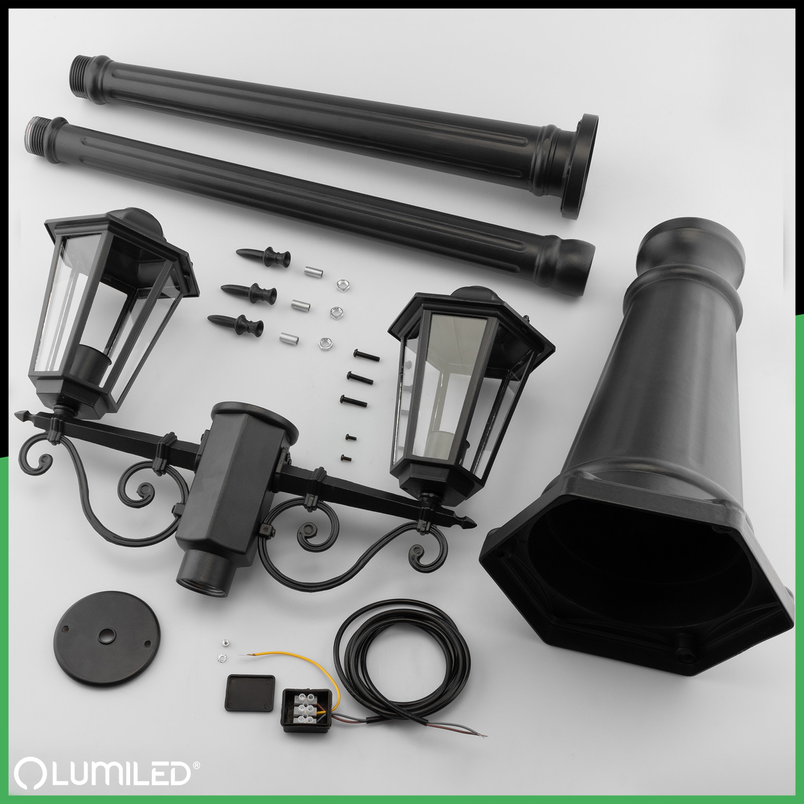 Lampa Ogrodowa Stojąca LED Słupek 2m 2x E27 Latarnia Zewnętrzna Dekoracyjna BELLIS LUMILED - skład produktu