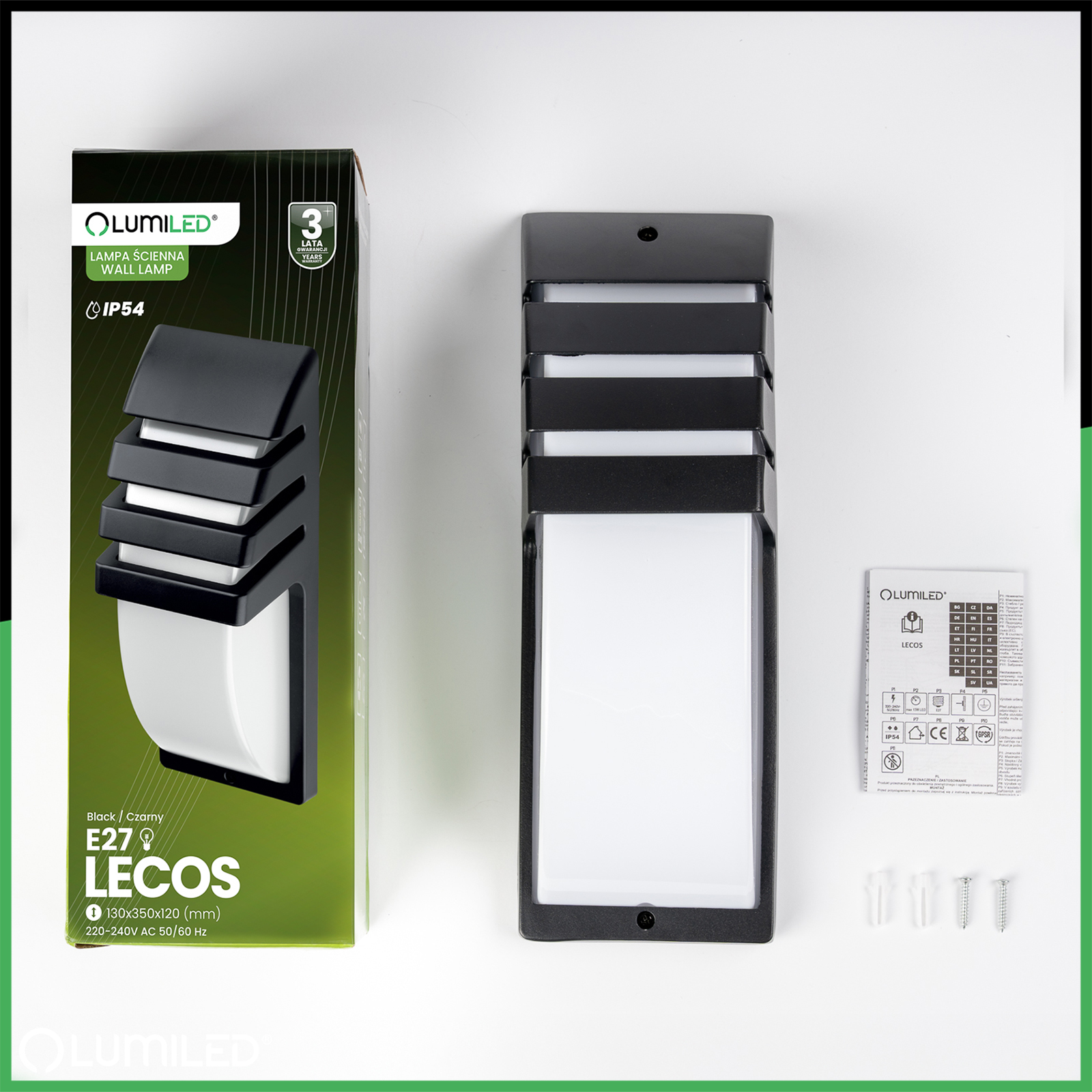 Lampa Ogrodowa Kinkiet Elewacyjny E27 LED 35cm LECOS LUMILED - skład produktu