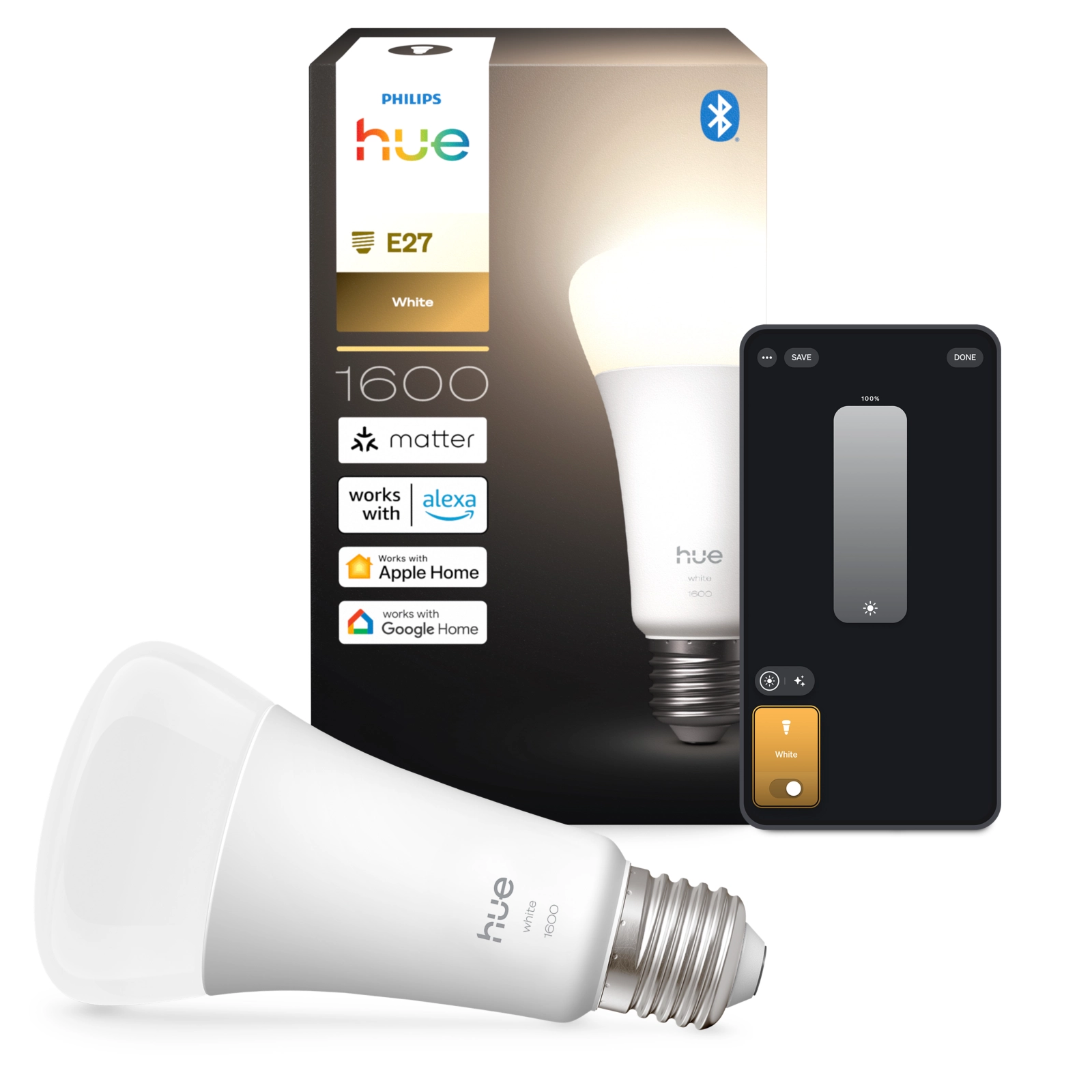 Żarówka LED E27 A67 13.5W = 100W 1600lm 2700K Biała Ciepła SMART Inteligentna Bluetooth ZigBee White Philips HUE - główne zdjęcie produktu