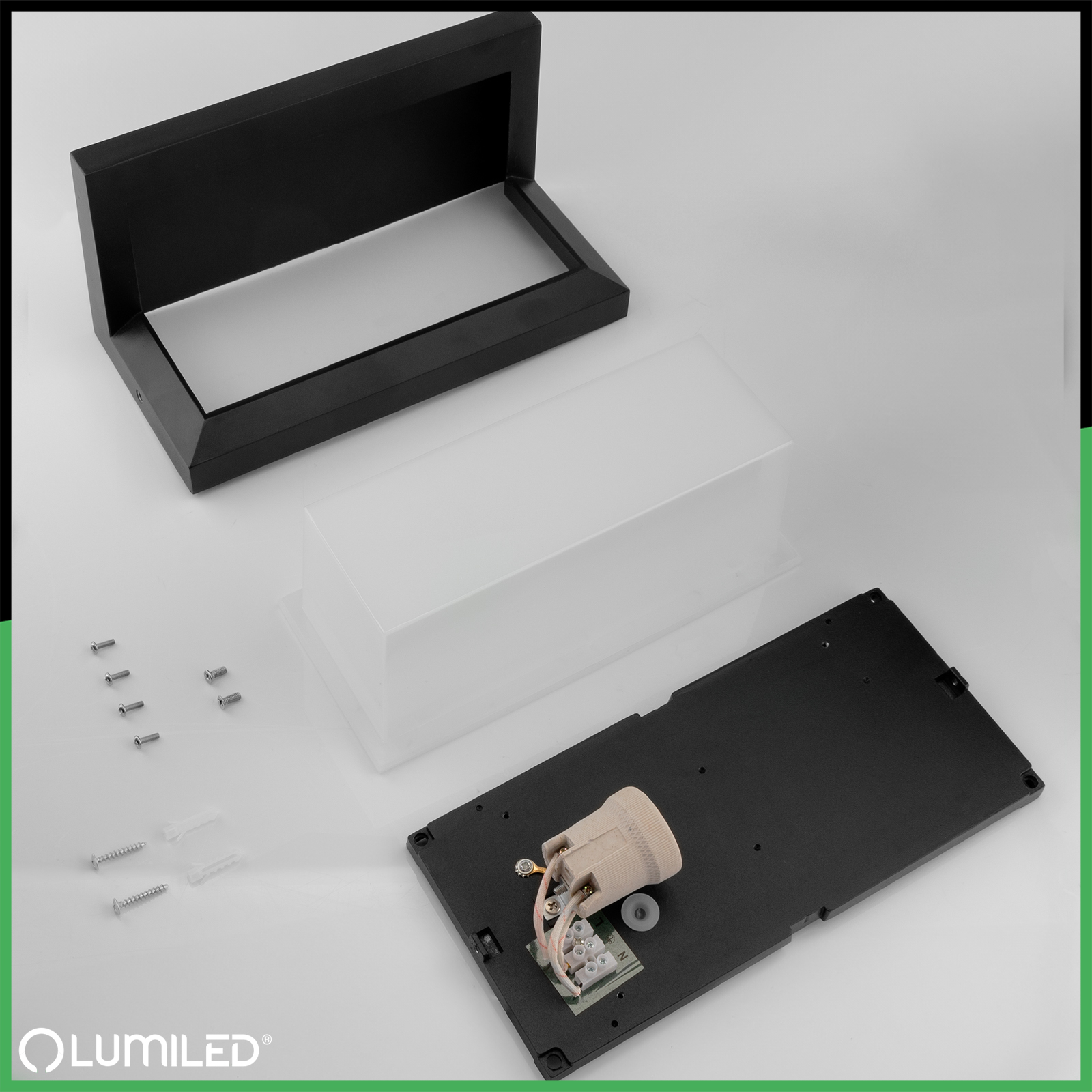 Lampa Ogrodowa Kinkiet Elewacyjny E27 Prostokątny LEVIS LUMILED - skład produktu