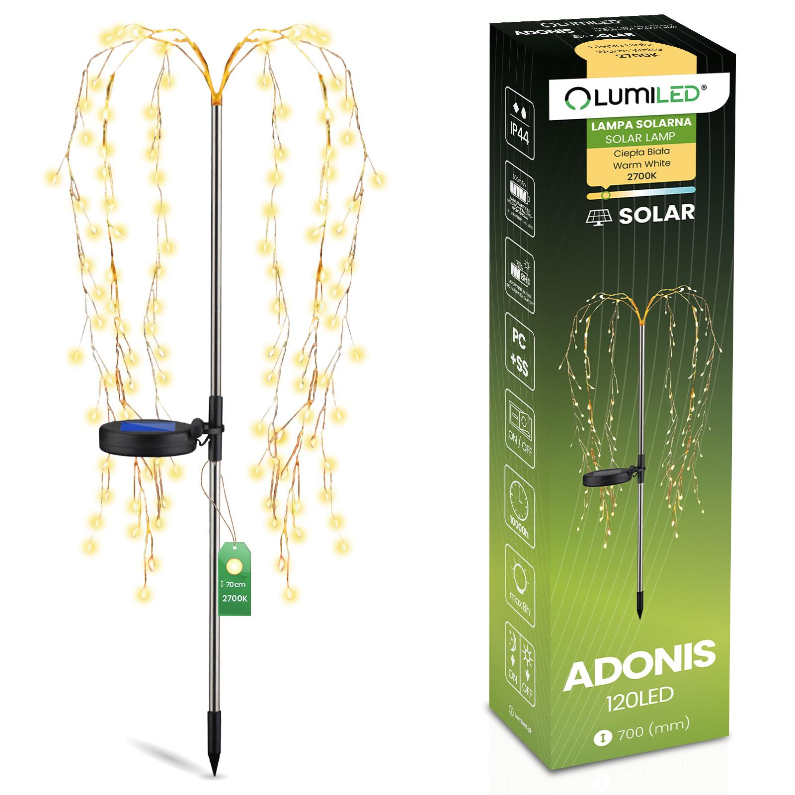 Lampa Solarna Ogrodowa LED ADONIS 2700K Wbijana Dekoracyjna Drzewko Efekt Wodospadu LUMILED - główne zdjęcie produktu