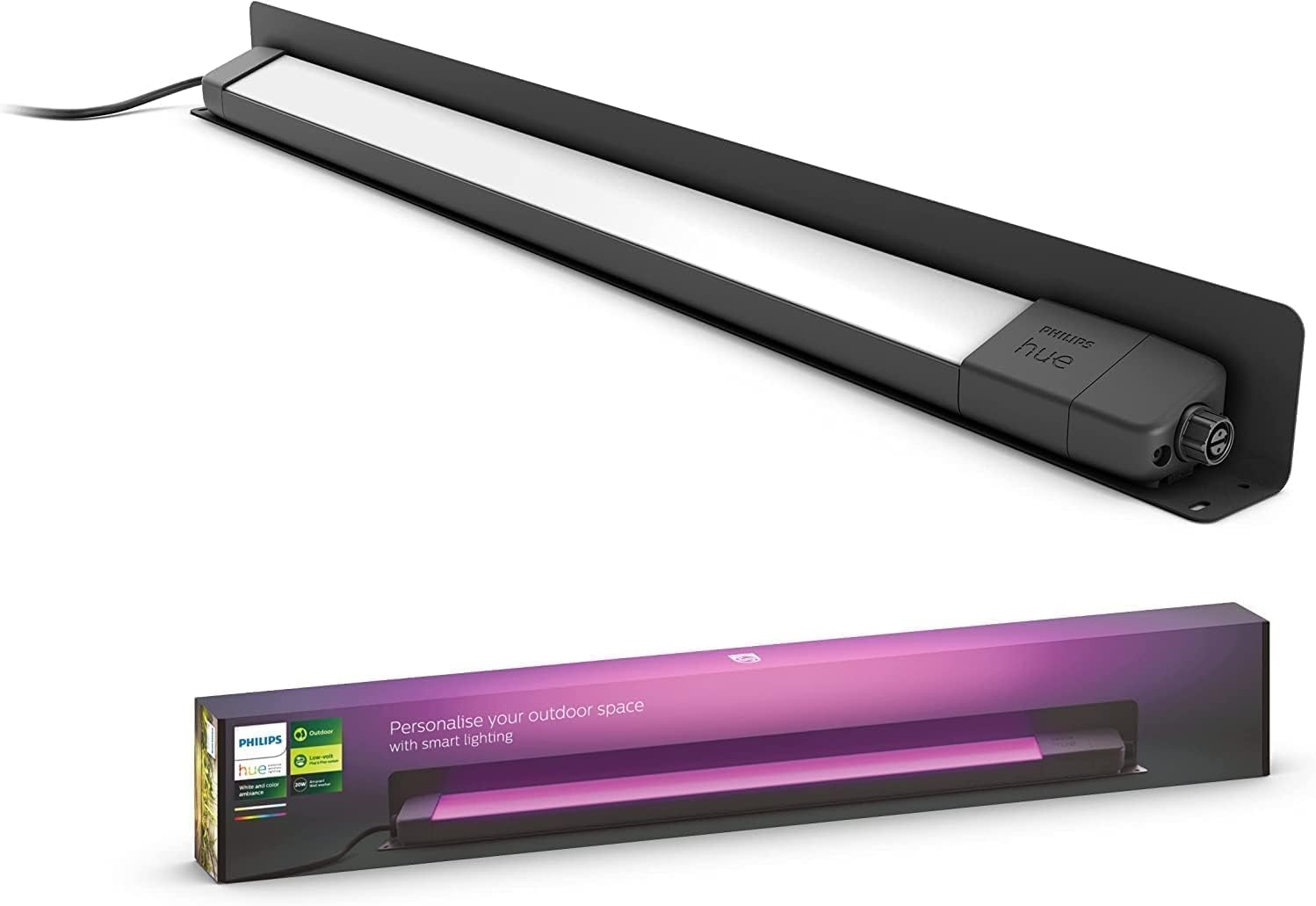 Lampa Ogrodowa Liniowa Zewnętrzna LED 20.5W 1420lm 80cm IP65 White and Color Ambiance RGB + TW Czarna Inteligentna SMART Zigbee Bluetooth Amarant Philips HUE - główne zdjęcie produktu